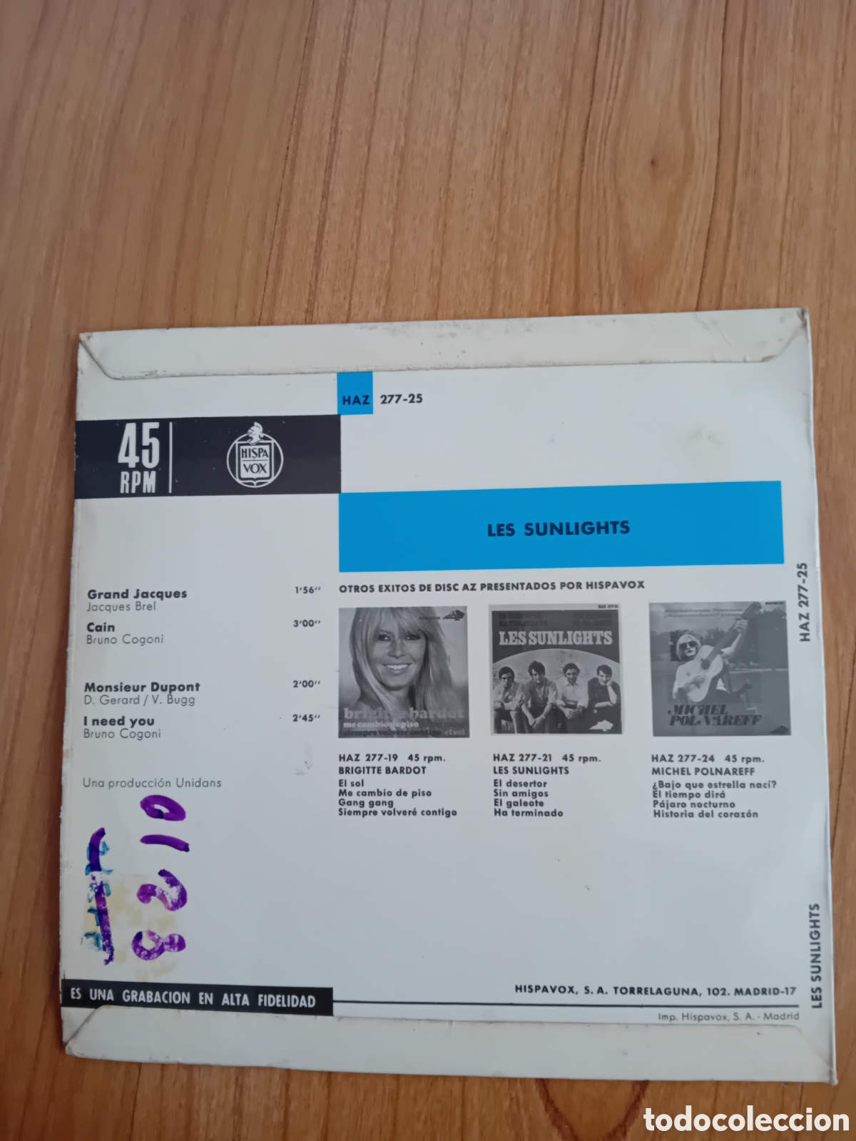 Discos de vinilo: LES SUNLIGHTS. GRAN JACQUES - Foto 2