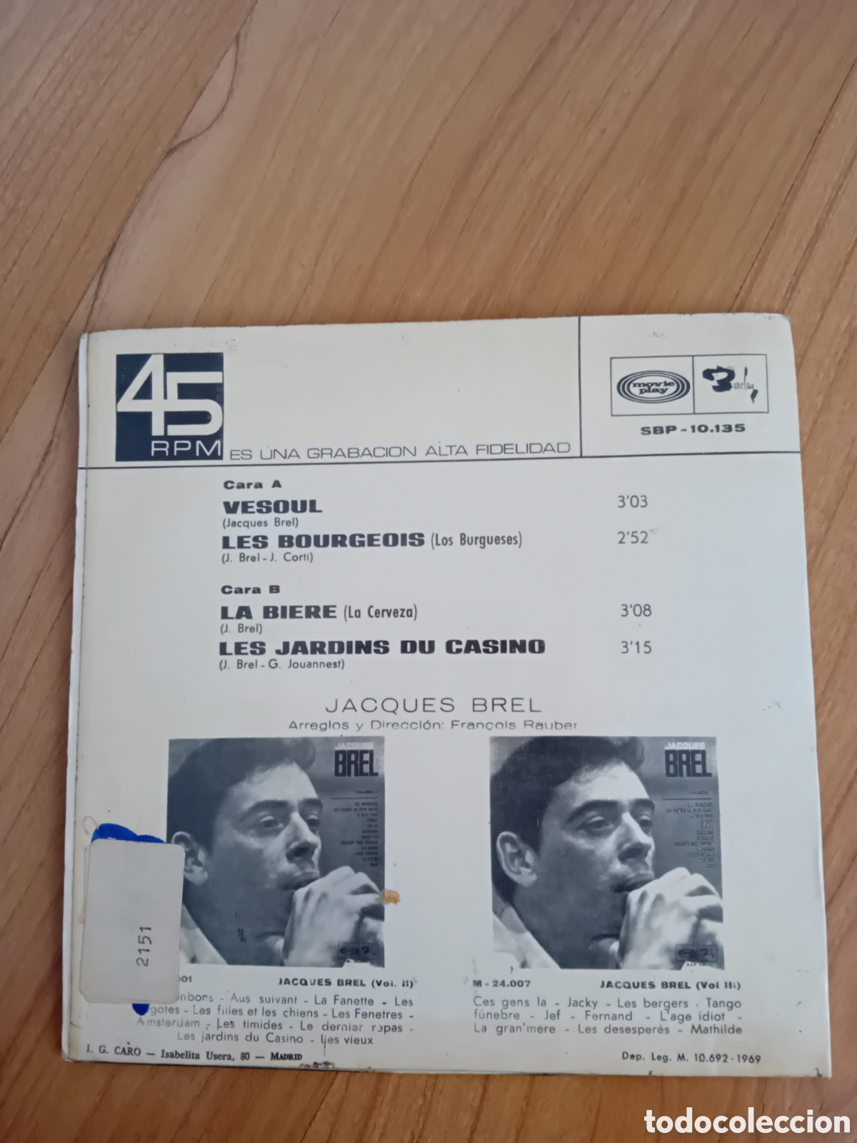 Discos de vinilo: JAQUES BREL. VESOUL. LA BIERE - Foto 2