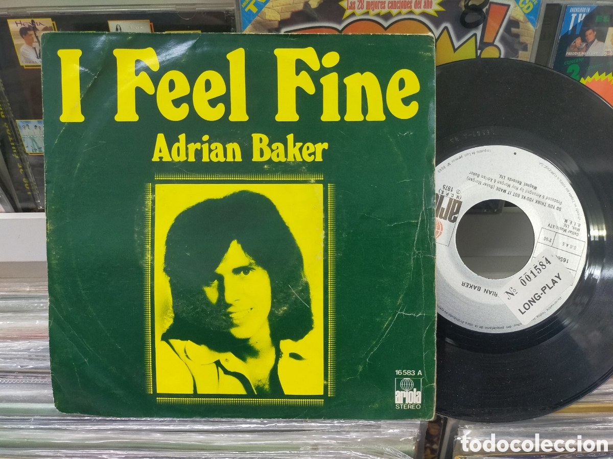 Discos de vinilo: Adri&agrave;n Baker single i feel fine Espa&ntilde;a 1975 - Foto 1