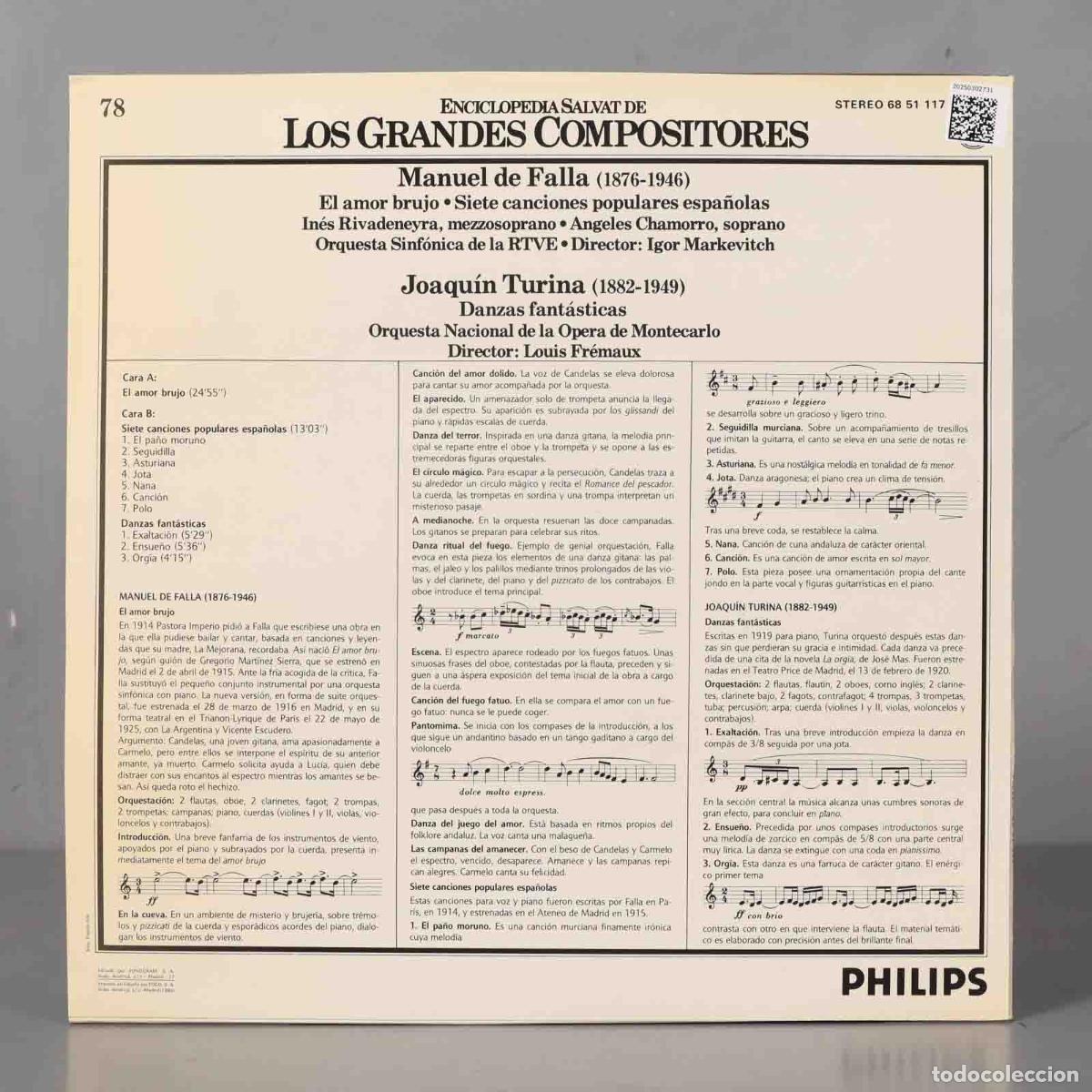 Discos de vinilo: LP. Manuel de Falla. TURINA. FREMAUX - Foto 2