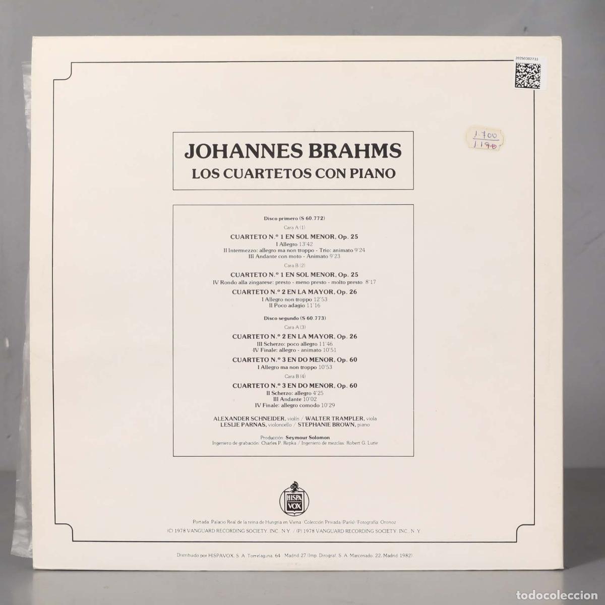 Discos de vinilo: LP. BRAHMS. LOS CUARTETOS CON PIANO. - Foto 2