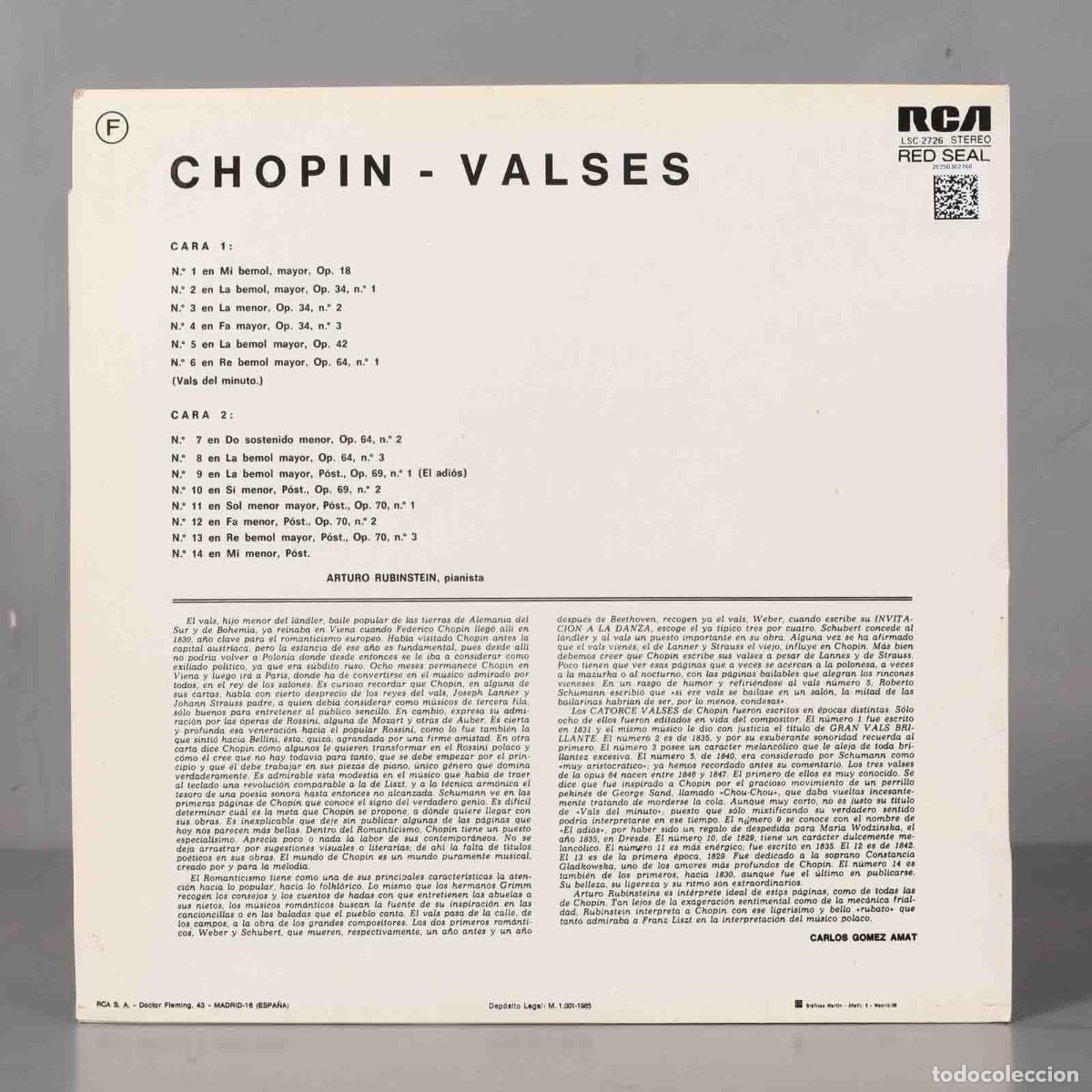 Discos de vinilo: LP. Chopin / Rubinstein &ndash; Valses De Chopin - Foto 2