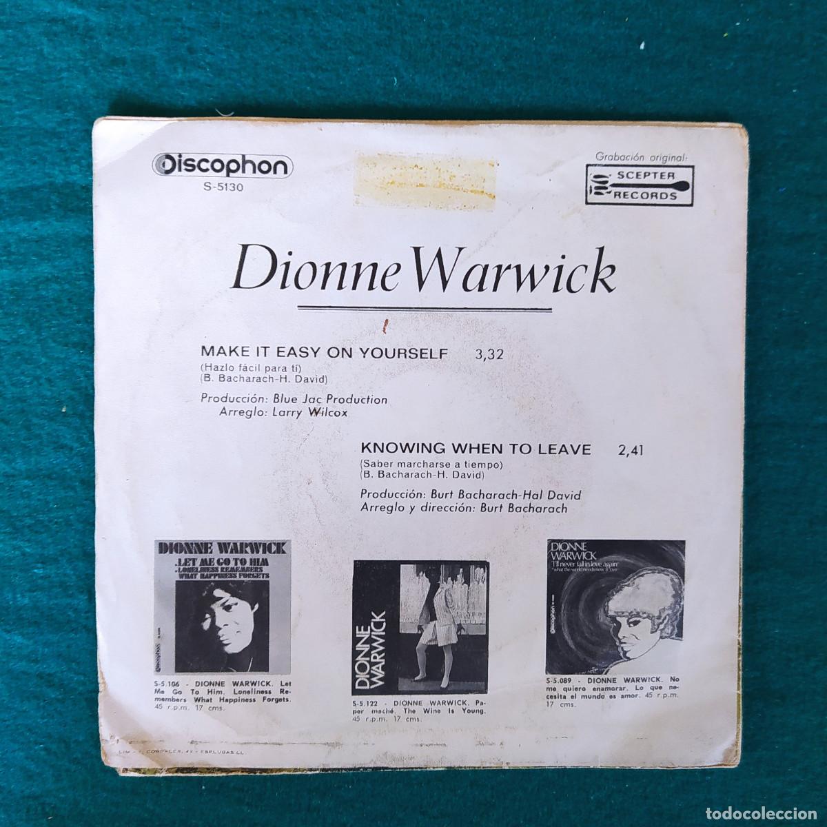 Discos de vinilo: Dionne Warwick &ndash; Make It Easy On Yourself / Knowing When To Leave - Foto 2