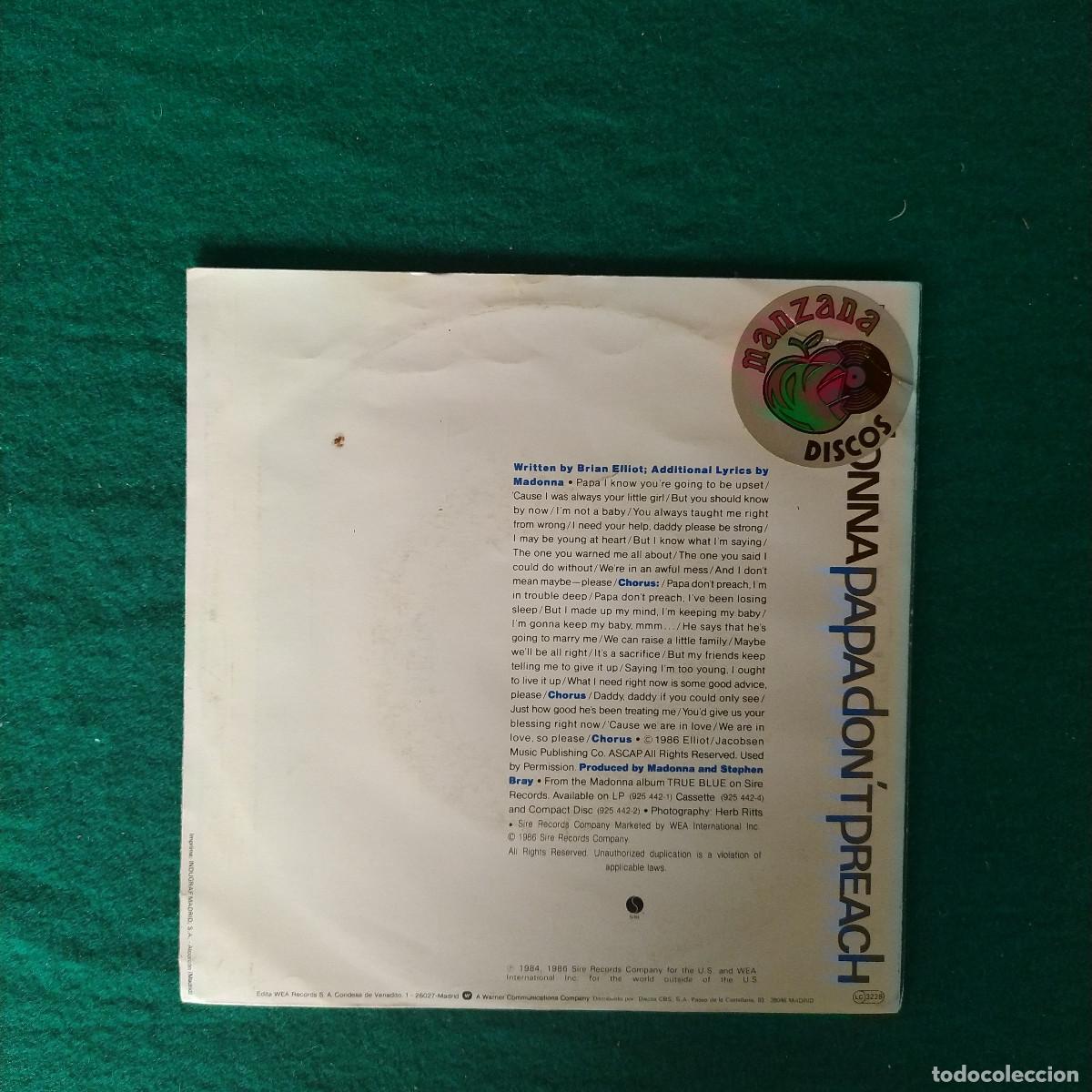 Discos de vinilo: Madonna &ndash; Papa Dont Preach - Foto 2