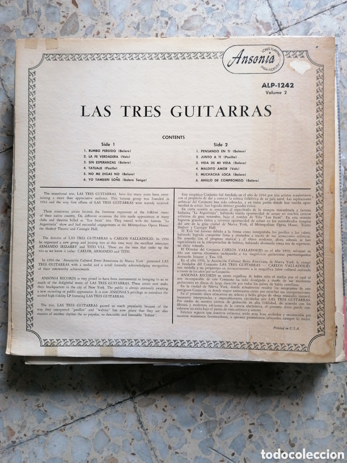 Discos de vinilo: LP LAS TRES GUITARRAS VOL 2 ECUADOR - Foto 2