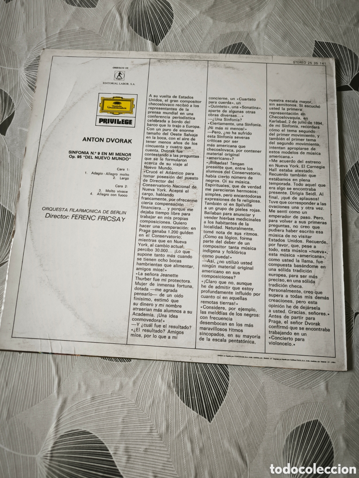 Discos de vinilo: VINILO DVORAK SINFONIA 9 - Foto 2