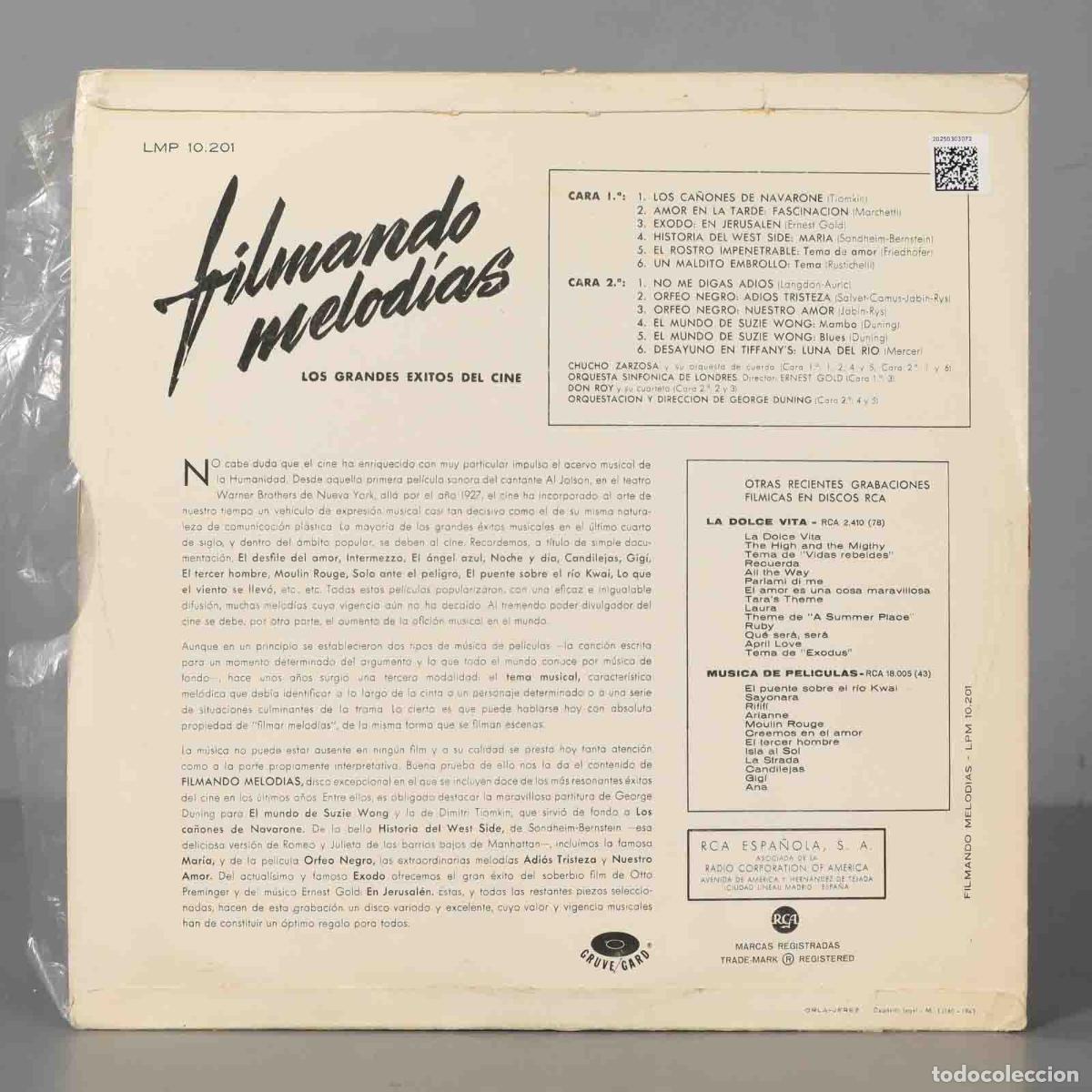 Discos de vinilo: LP. Various &ndash; Filmando Melod&iacute;as - Foto 2