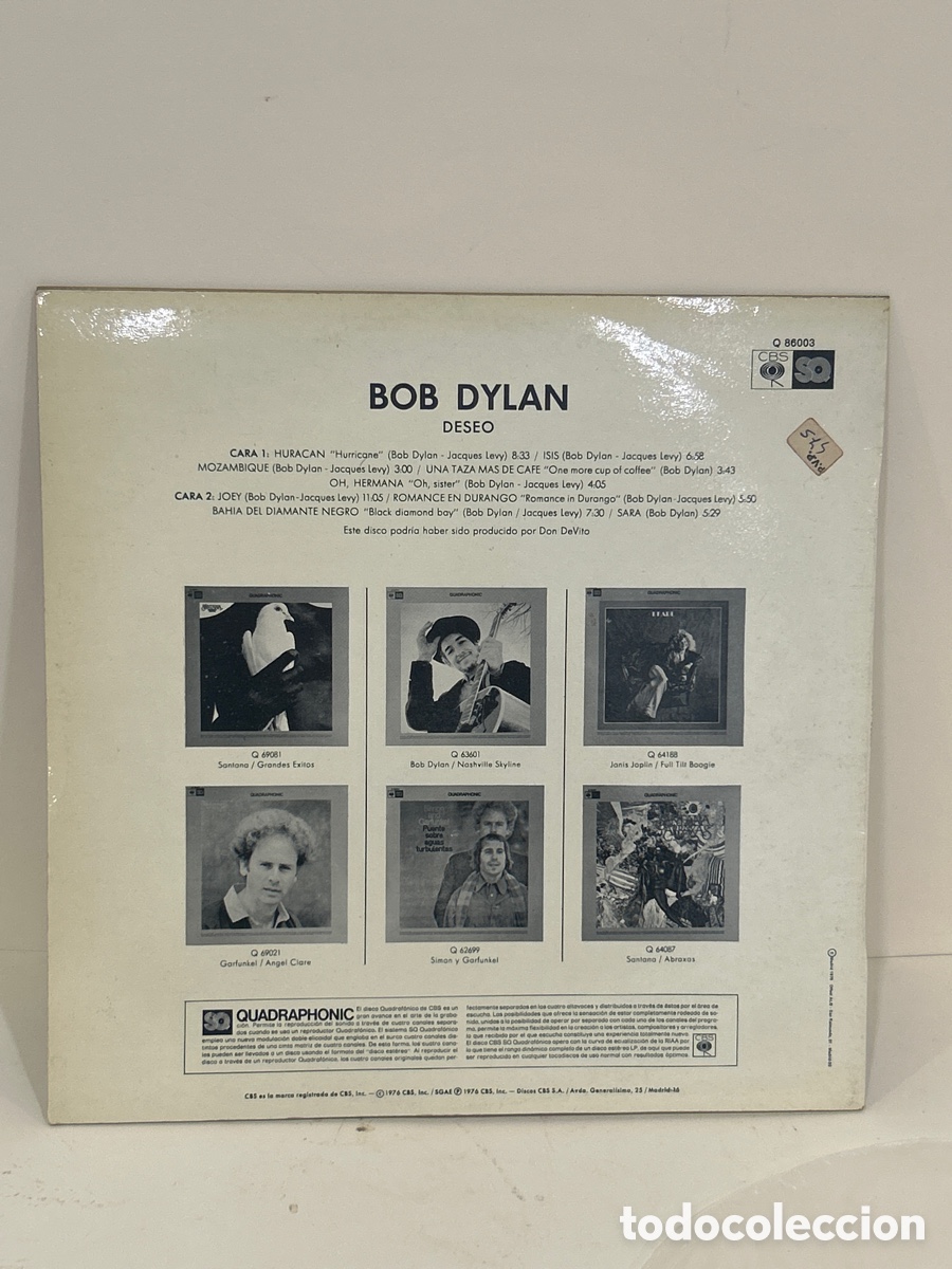 Discos de vinilo: BOB DYLAN - DESIRE - QUADRAPHONIC - LP - Foto 5