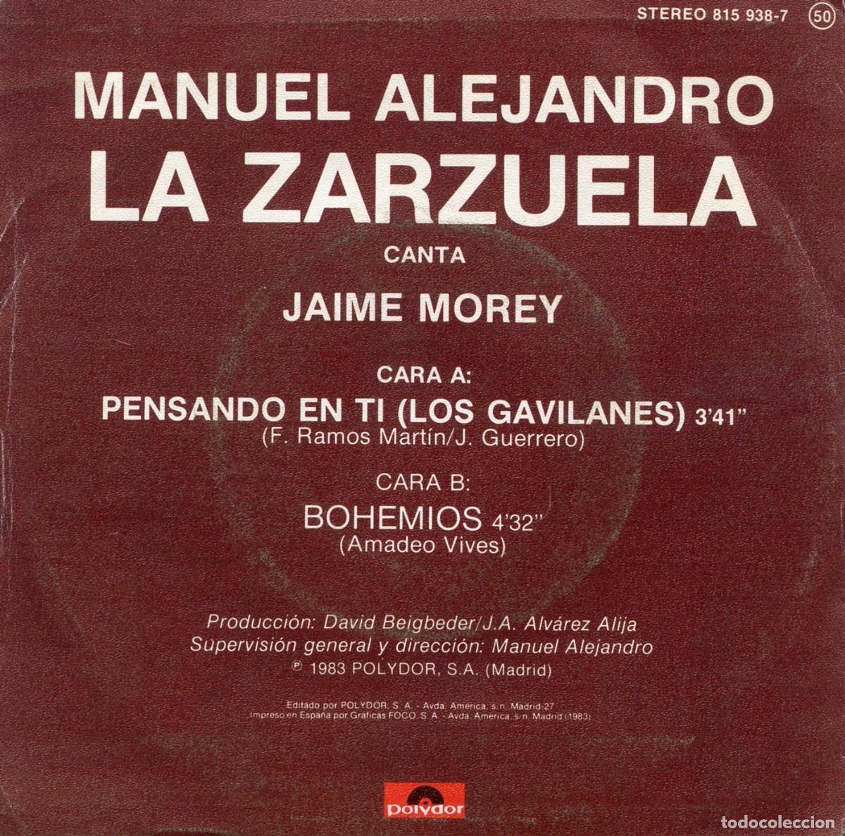 Discos de vinilo: MANUEL ALEJANDRO. La Zarzuela. - Foto 2