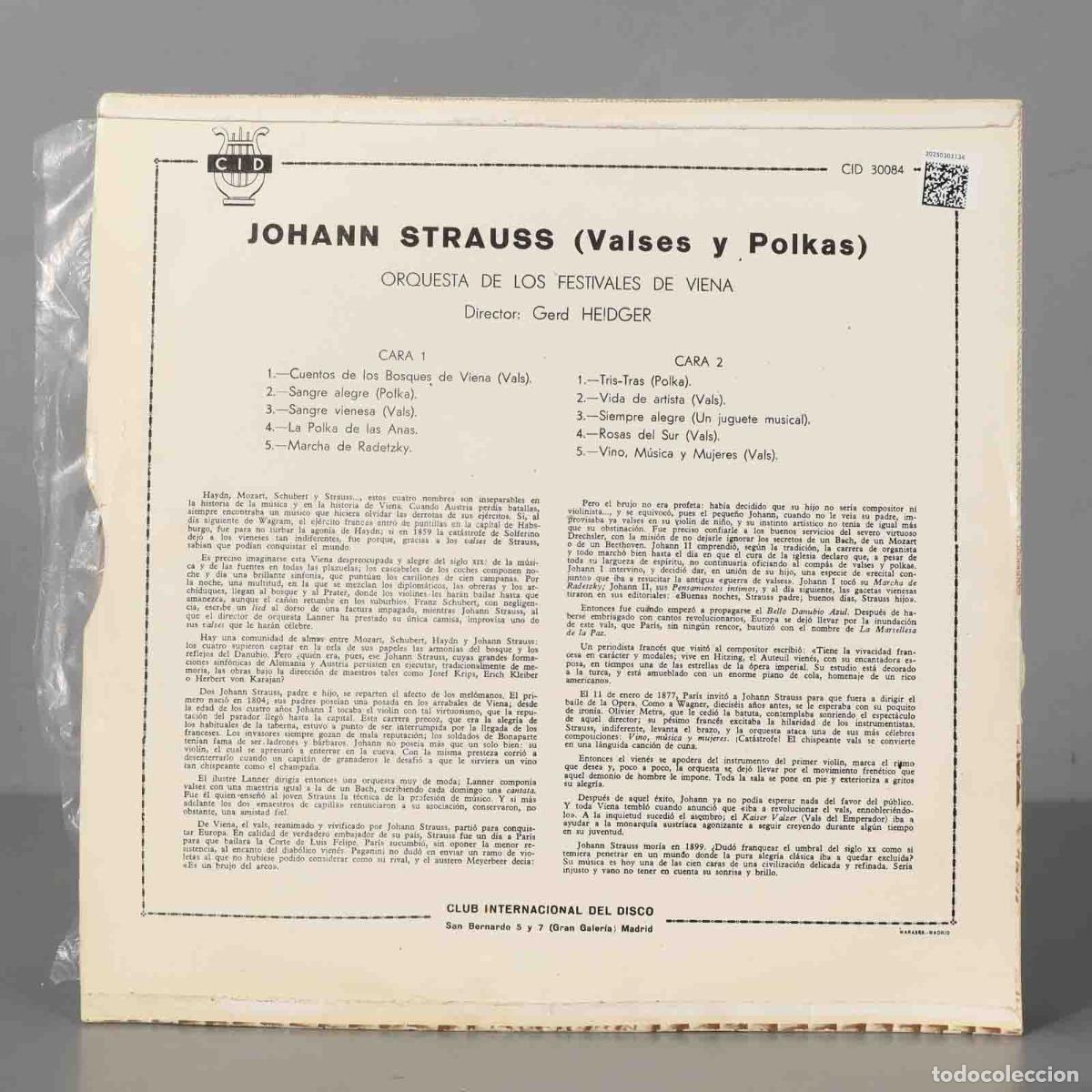 Discos de vinilo: LP. STRAUSS VALSES Y POLKAS. HEIDGER - Foto 2