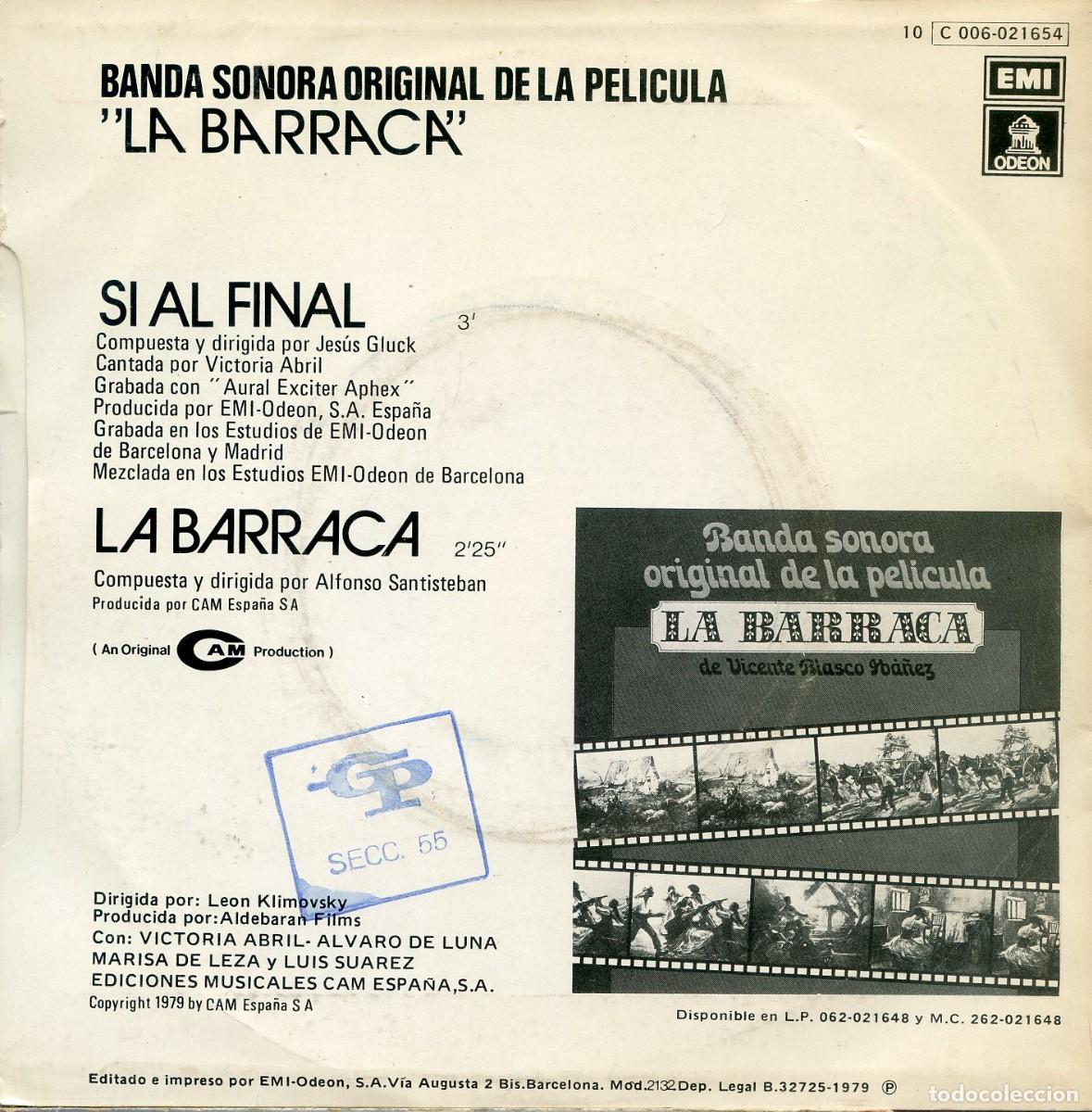 Discos de vinilo: VICTORIA ABRIL. Si al final (Tema de La barraca). - Foto 2