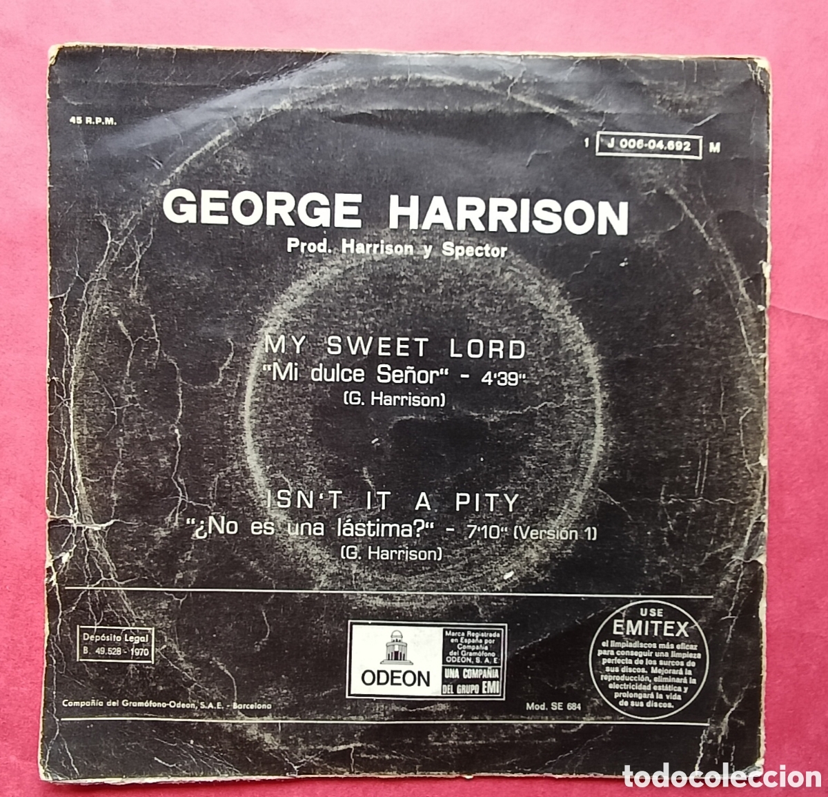 Discos de vinilo: George Harrison,- single ,- my sweet lord - Foto 2