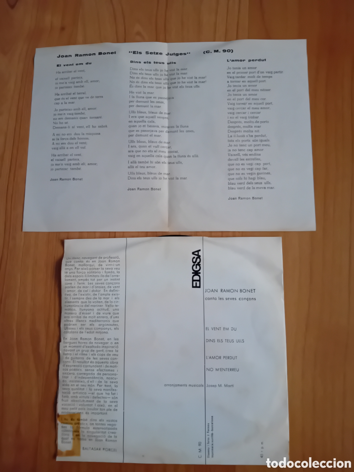 Discos de vinilo: JOAN RAMON BONET. EL VENT EM DU - Foto 2
