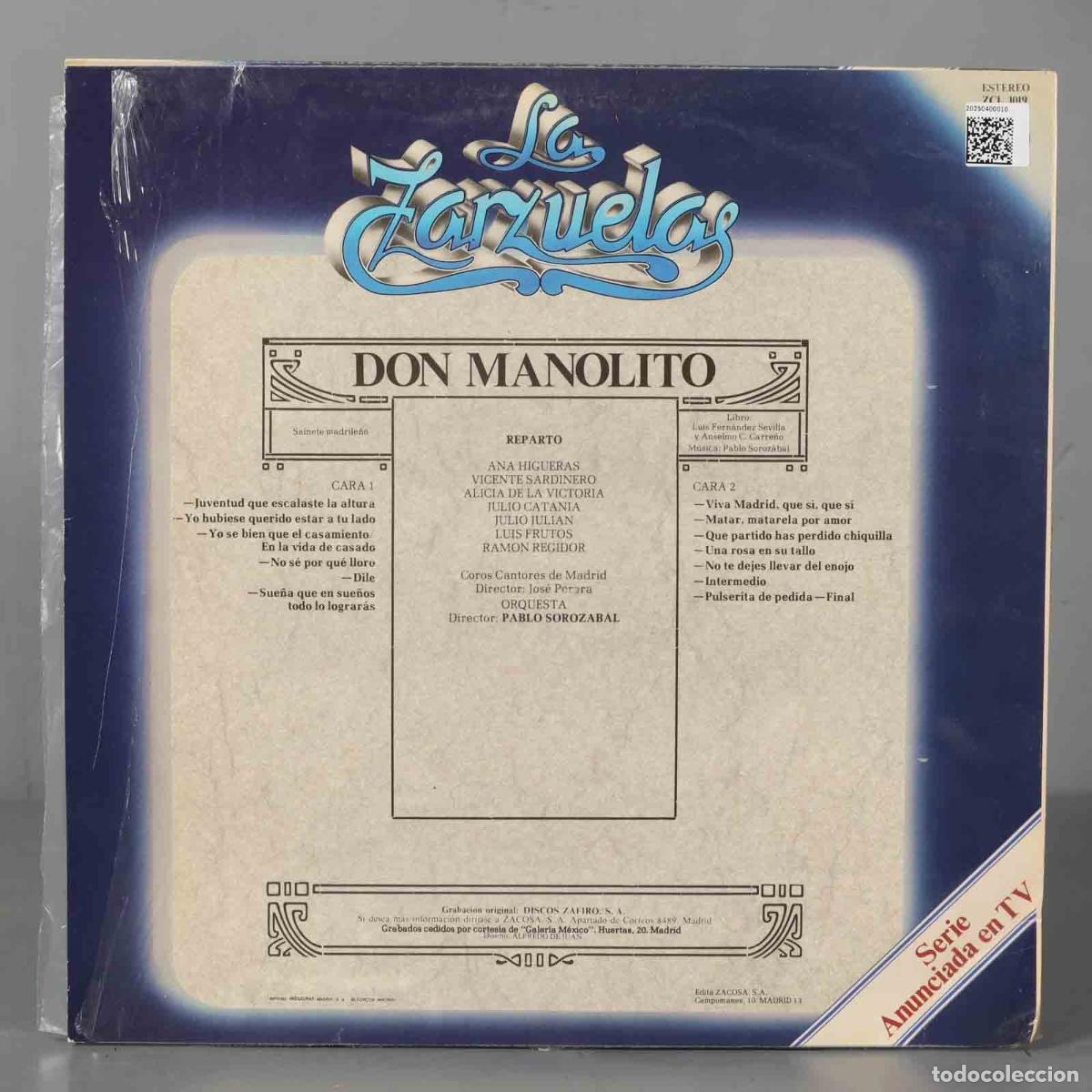 Discos de vinilo: LP. DON MANOLITO SOROZABAL - Foto 2
