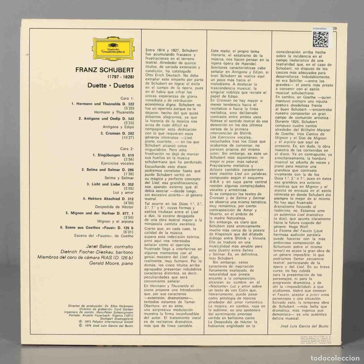 Discos de vinilo: LP. DUETOS. SCHUBERT. MOORE. BAKER - Foto 2