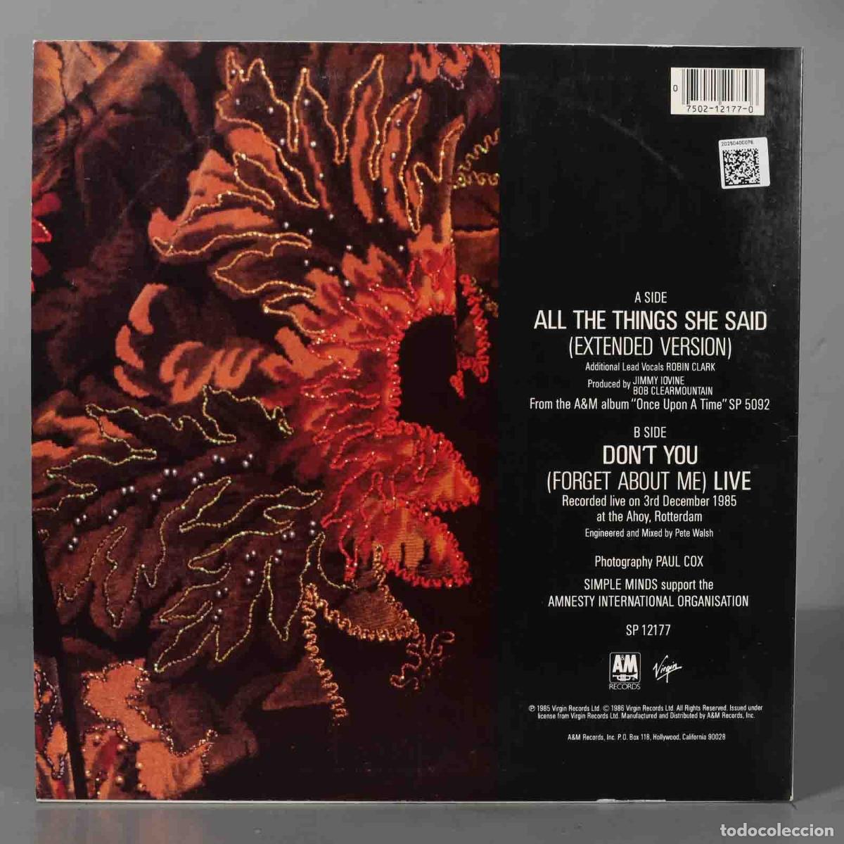 Discos de vinilo: LP. Simple Minds &ndash; All The Things She Said - Foto 2