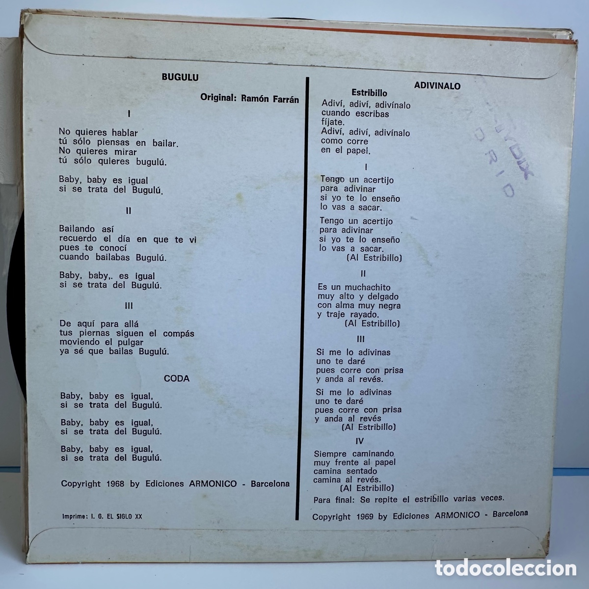 Discos de vinilo: Los 5 Musicales - Adiv&iacute;nalo / Bugul&uacute; (7&rdquo;, Single) - Foto 2