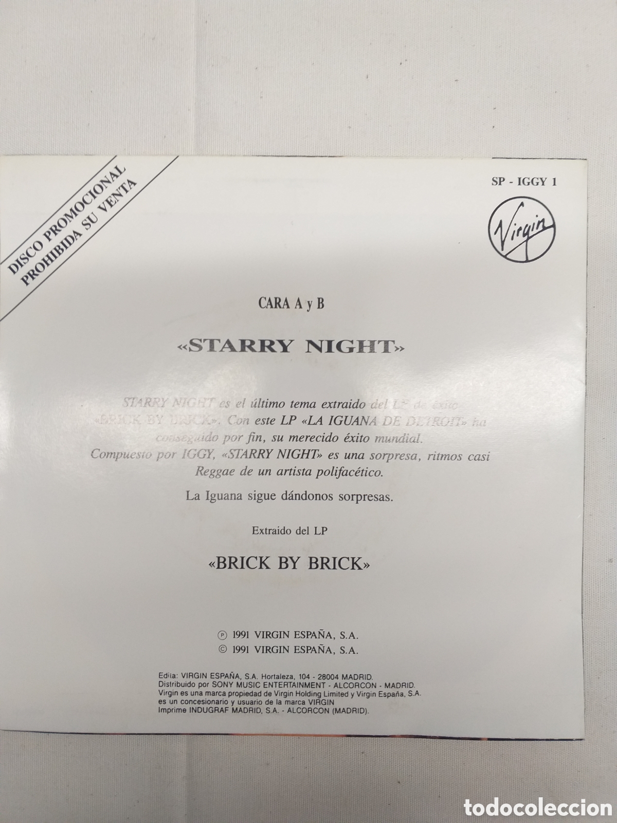 Discos de vinilo: Iggy Pop - Starry Night - Single - Foto 2