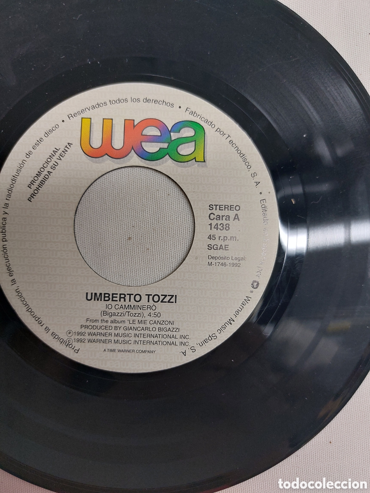 Discos de vinilo: Vinilo Single promo Umberto Tozzi. - Foto 3