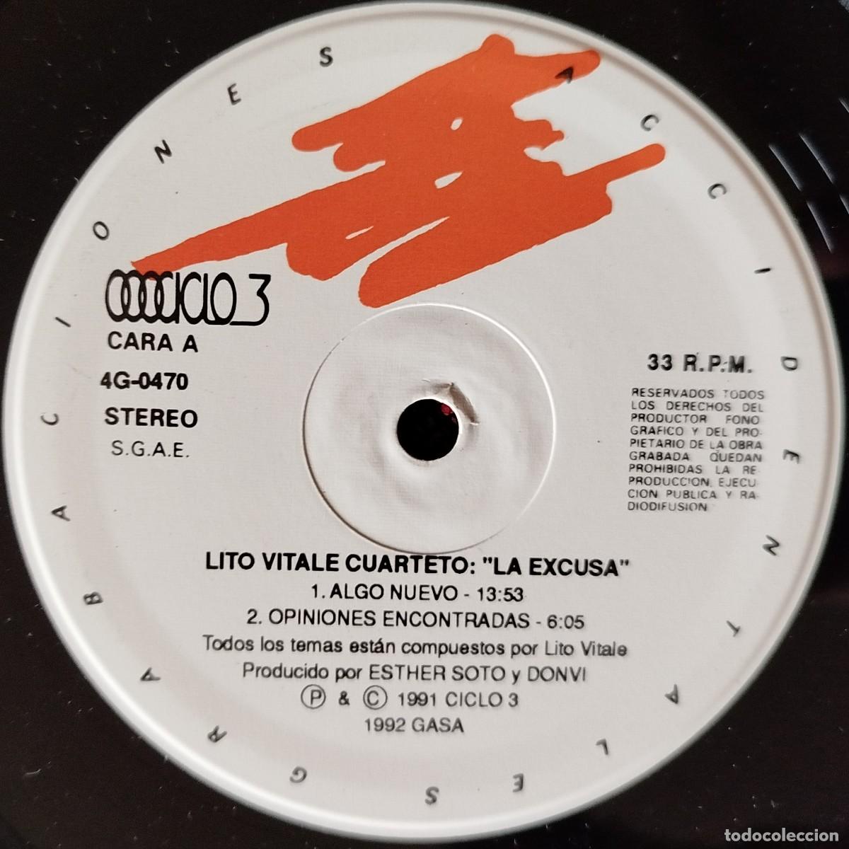 Discos de vinilo: LITO VITALE CUARTETO ** La Excusa ** VINILO LP ORIGINAL 1992 - Foto 4