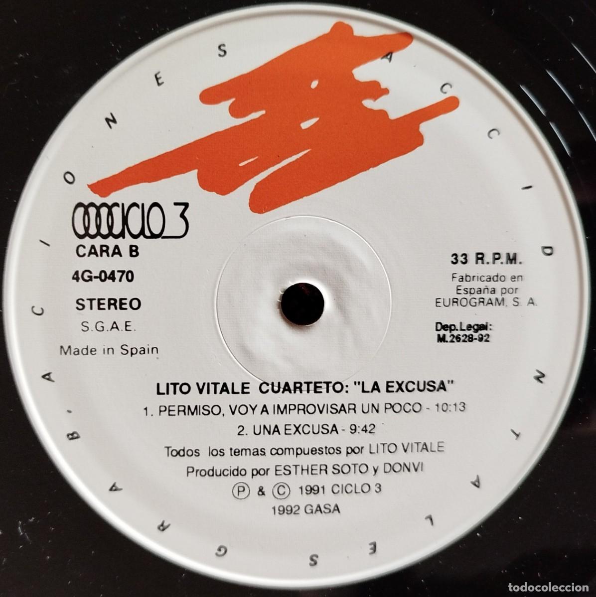 Discos de vinilo: LITO VITALE CUARTETO ** La Excusa ** VINILO LP ORIGINAL 1992 - Foto 5