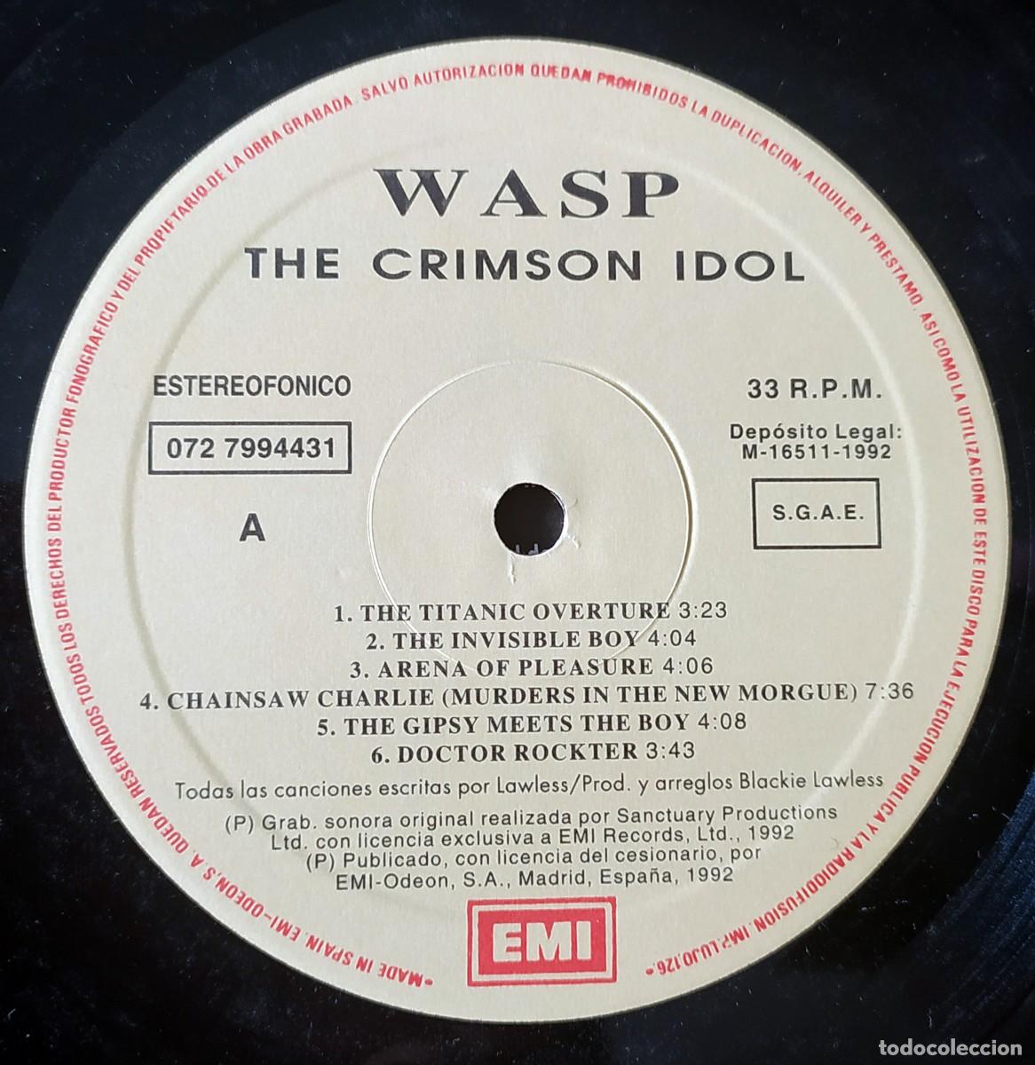 Discos de vinilo: LP W.A.S.P. - THE CRIMSON IDOL - Foto 4