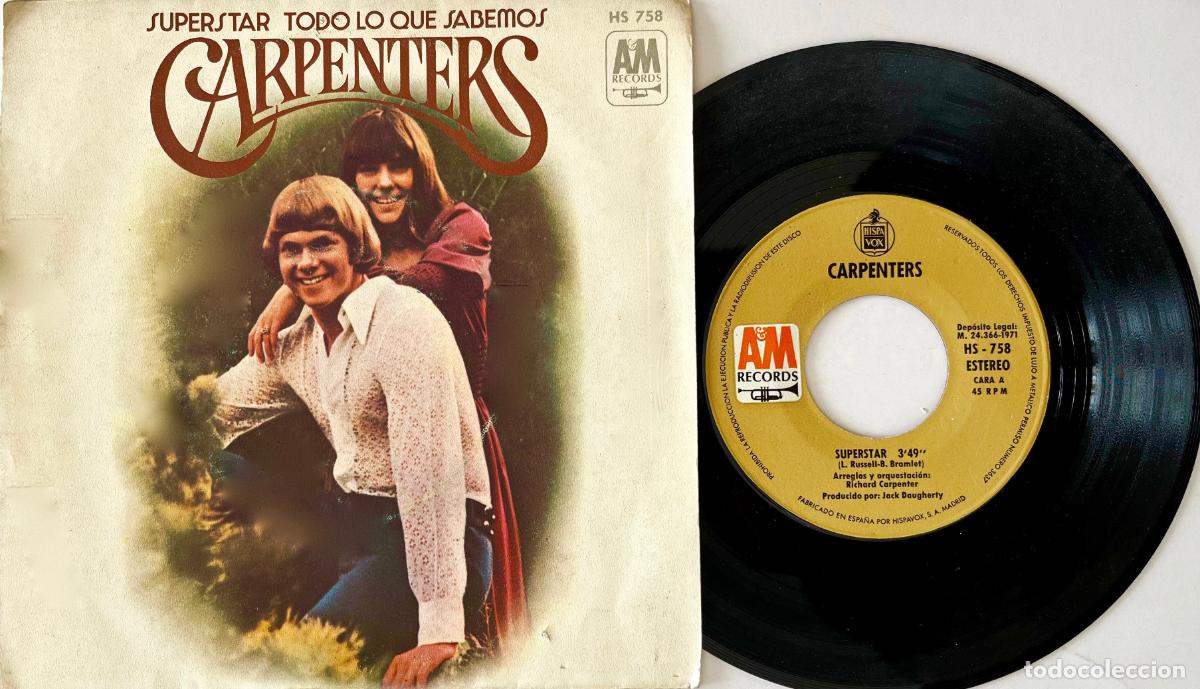 Discos de vinilo: CARPENTERS, SUPERSTAR. SINGLE ORIGINAL ESPA&Ntilde;A 1971 - Foto 1
