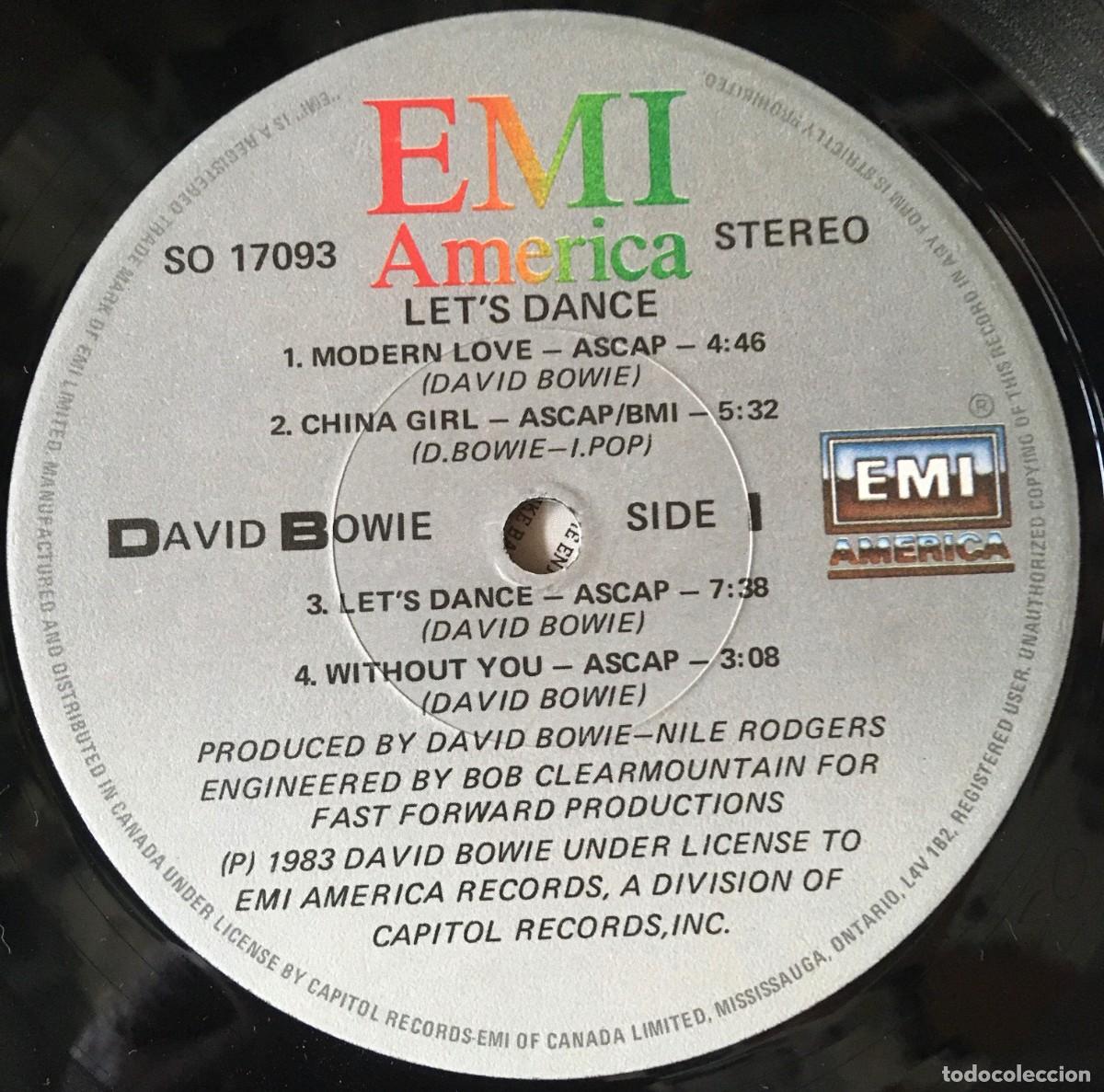 Discos de vinilo: DAVID BOWIE - LET ́S DANCE, LP edic Canad&aacute; 1983 - Foto 2