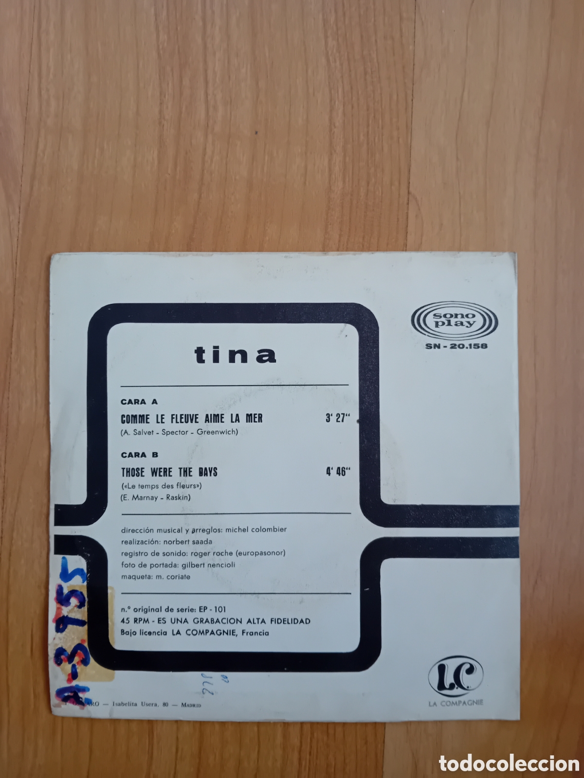 Discos de vinilo: TINA. COMME LE FLEUVE AIME LA MER - Foto 2