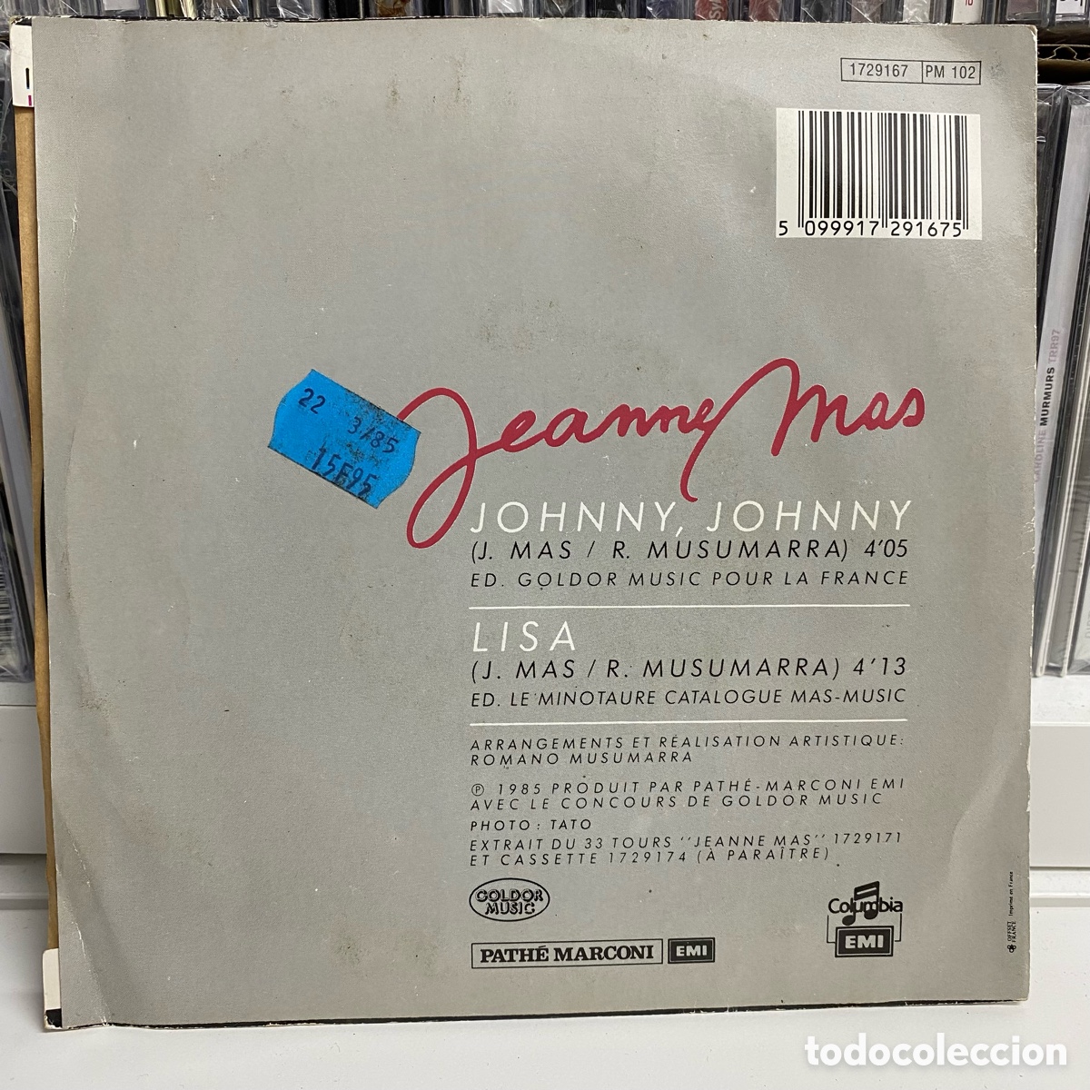 Discos de vinilo: Jeanne Mas - Johnny, Johnny (Single) - Foto 2