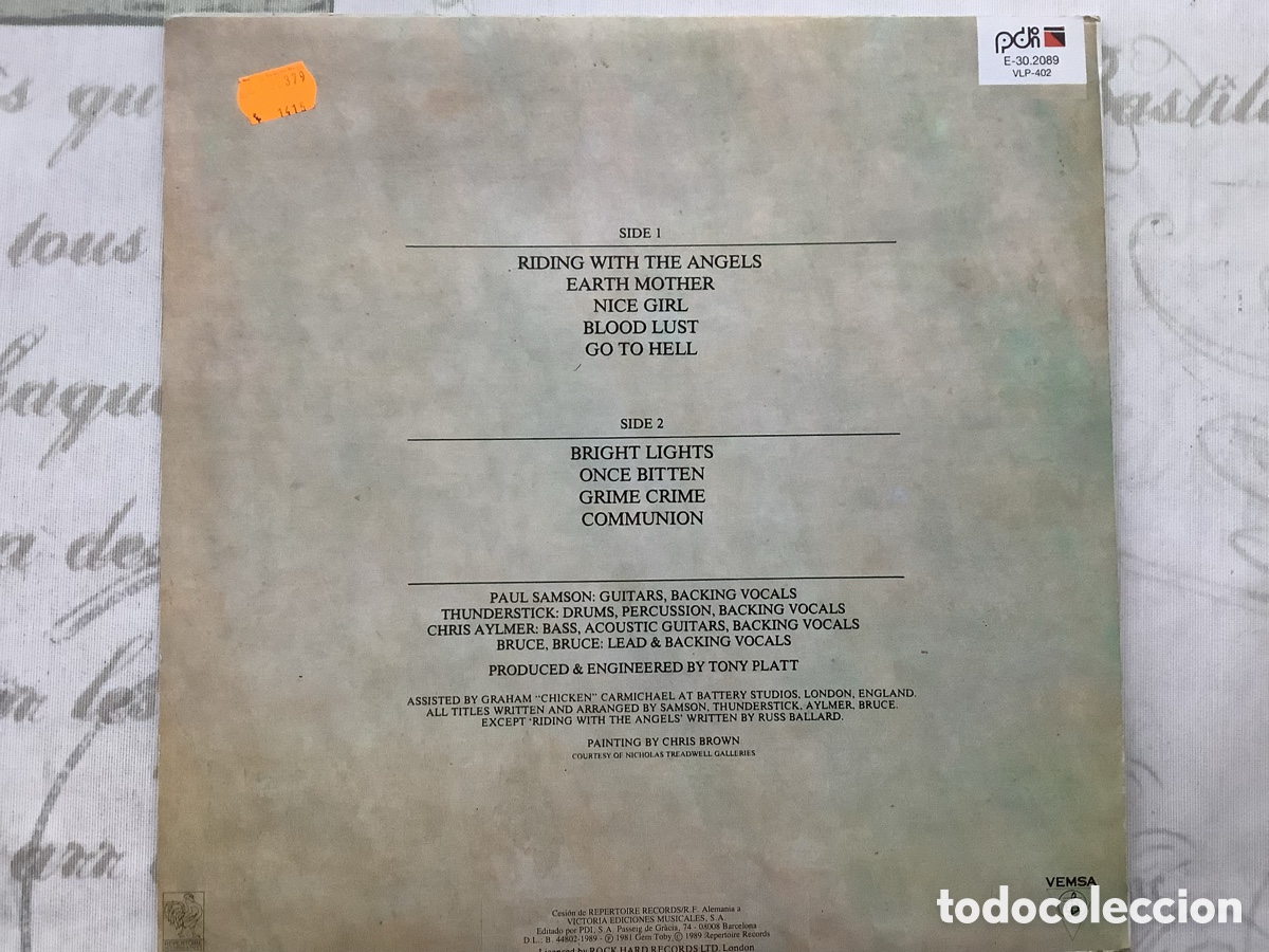Discos de vinilo: SAMSON. SHOCK TACTICS. SPAIN 1989. - Foto 3
