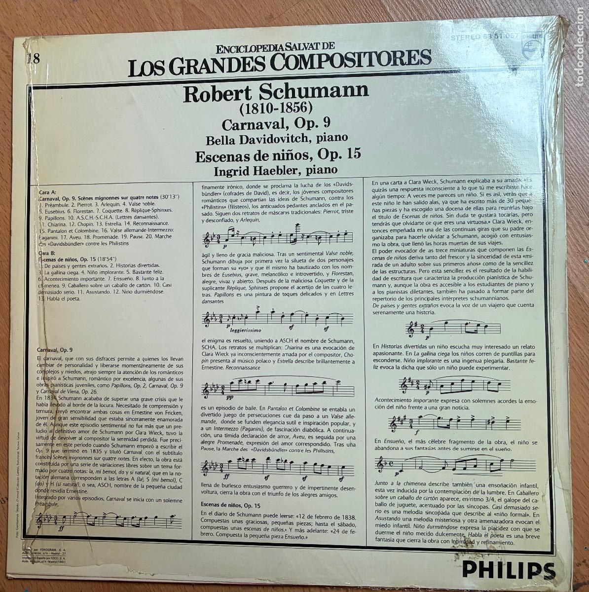 Discos de vinilo: ROBERT SCHUMANN, LOS GRANDES COMPOSITORES, PHILIPS LP - Foto 2