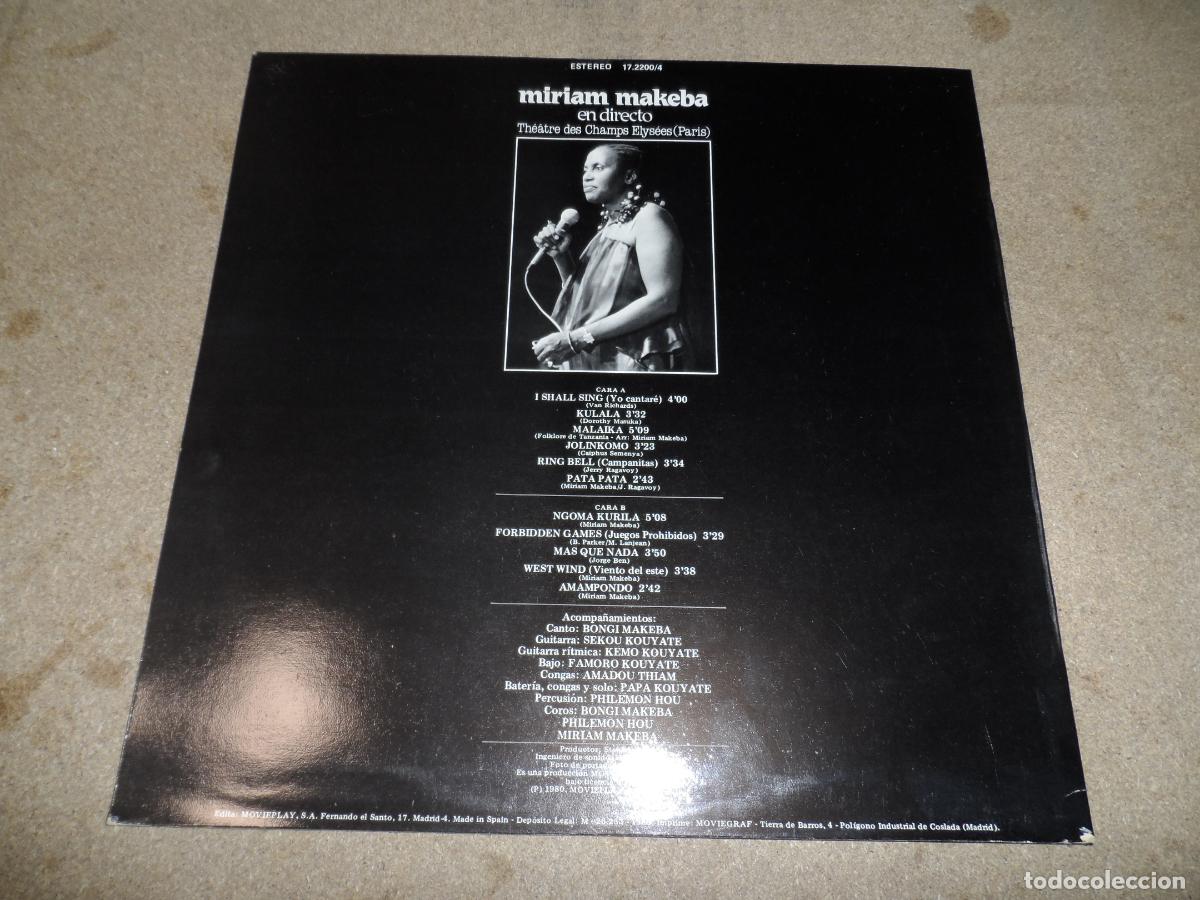 Discos de vinilo: Miriam Makeba - En directo (SPAIN 1980) - Foto 2