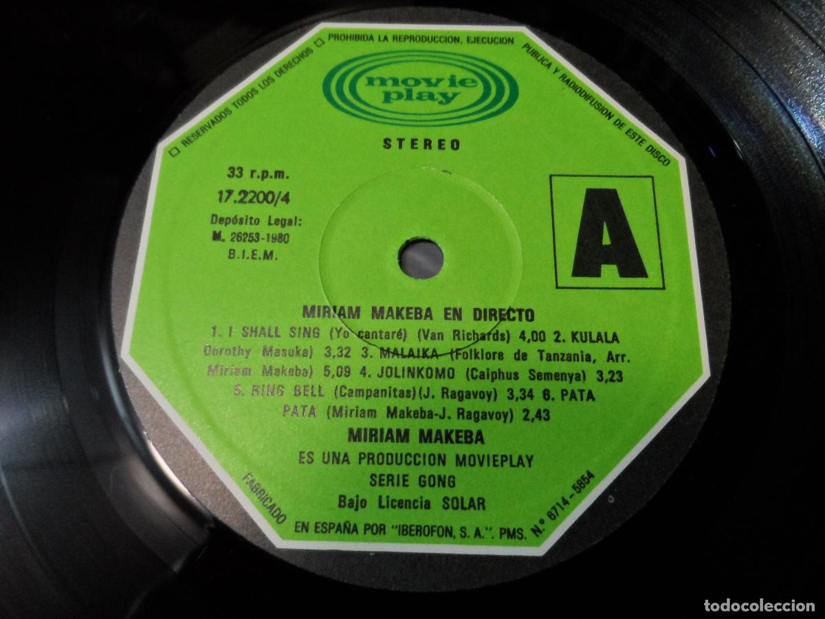 Discos de vinilo: Miriam Makeba - En directo (SPAIN 1980) - Foto 3