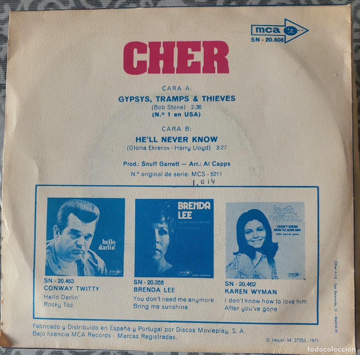Discos de vinilo: Cher single sello MCA editado en Espa&ntilde;a a&ntilde;o 197... - Foto 2