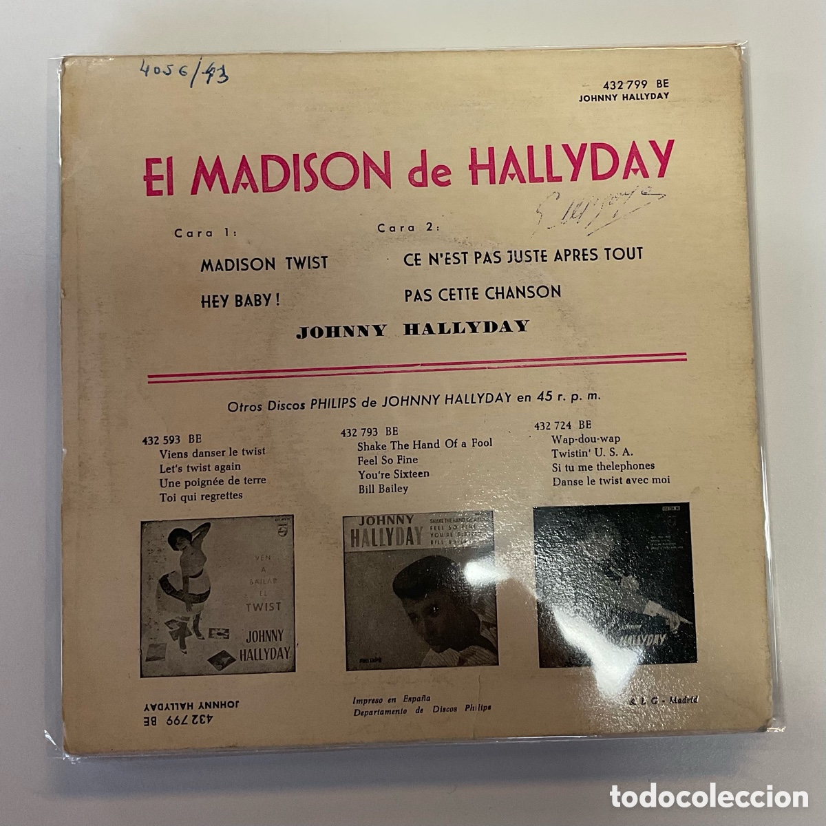Discos de vinilo: JOHNNY HALLYDAY. El Madison de Hallyday. - Foto 2