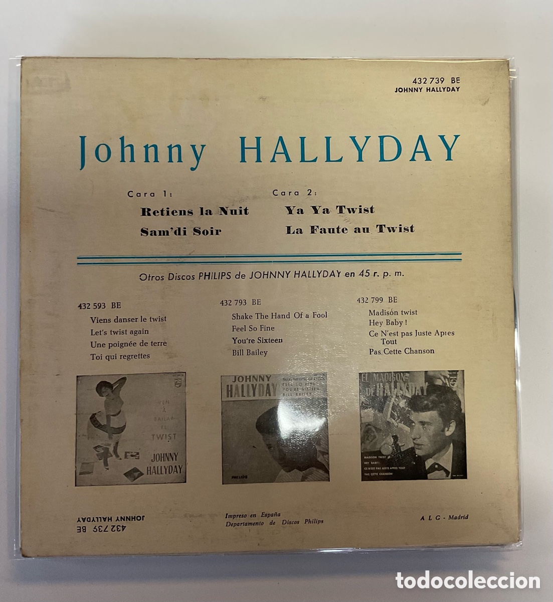 Discos de vinilo: JOHNNY HALLYDAY. Retiens La Nuit. - Foto 2