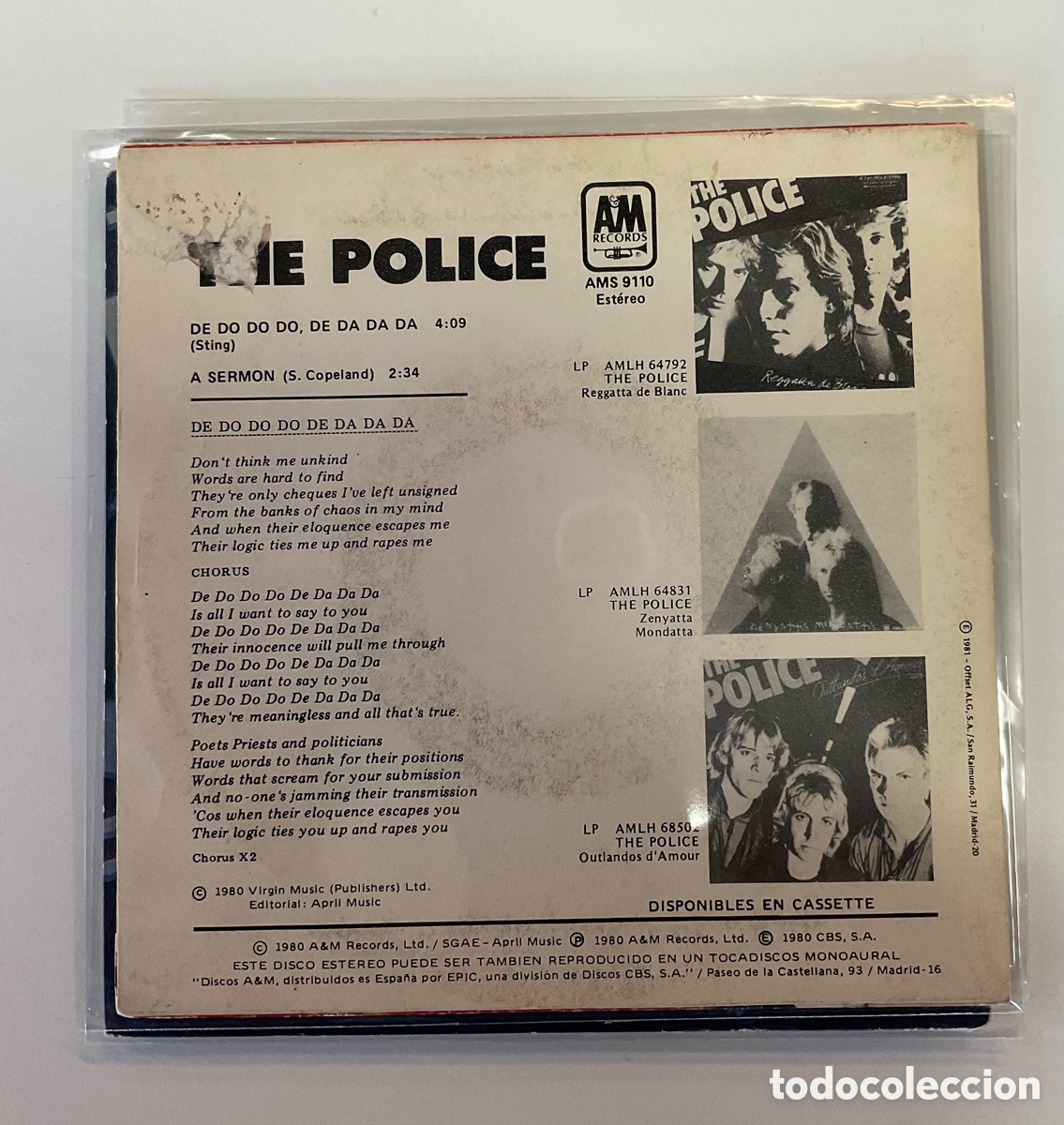 Discos de vinilo: THE POLICE. de do do do-de da da da. - Foto 2
