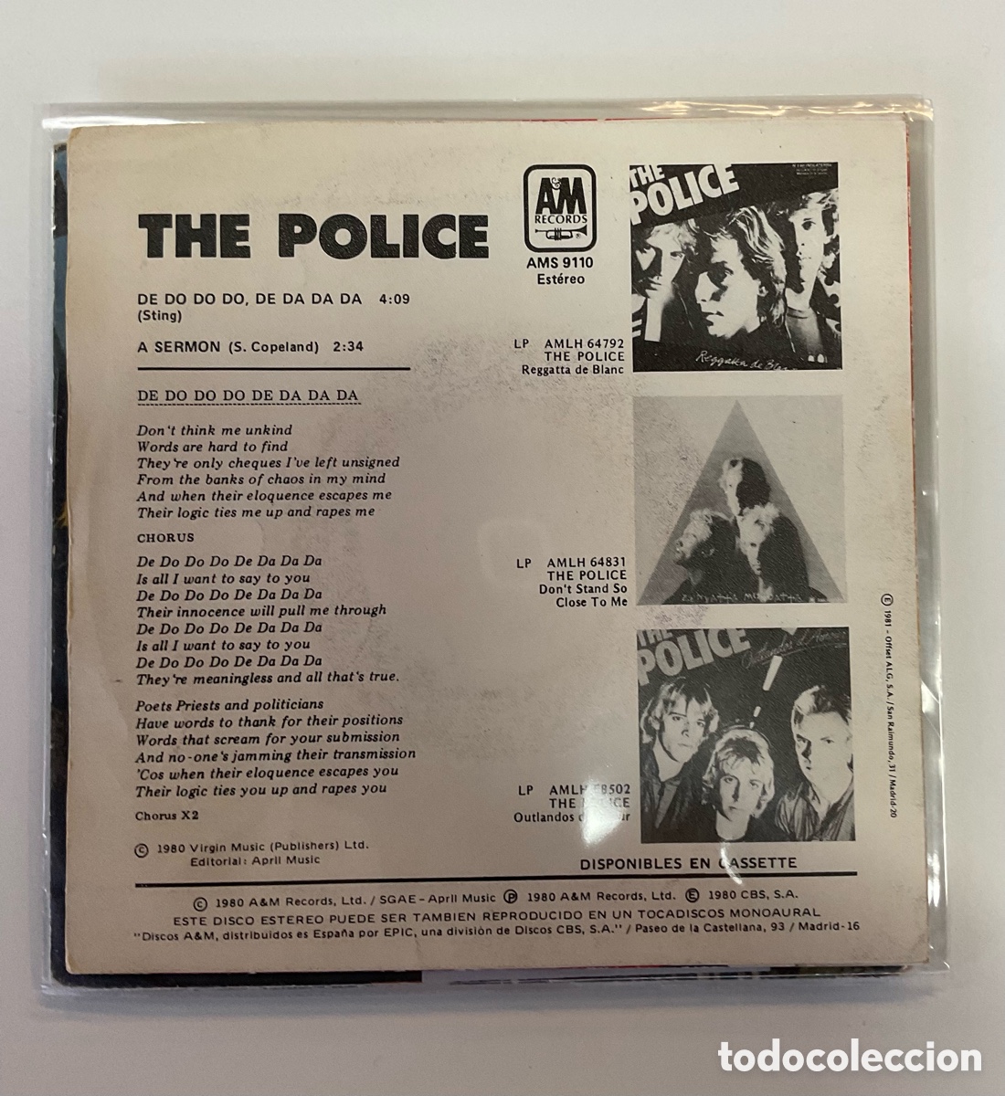 Discos de vinilo: THE POLICE. de do do do-de da da da. - Foto 2
