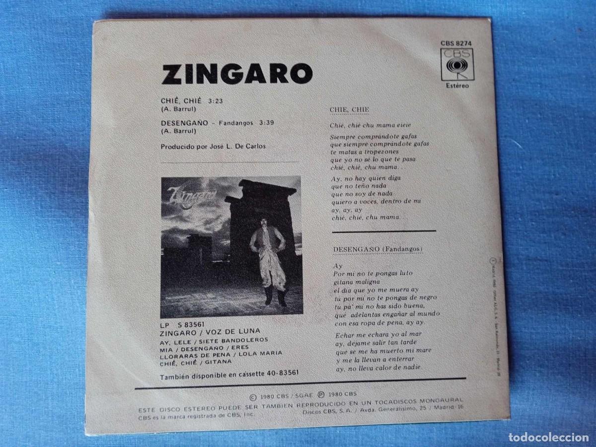 Discos de vinilo: ZINGARO - CHIE CHIE - 1979 - RUMBA - Foto 2
