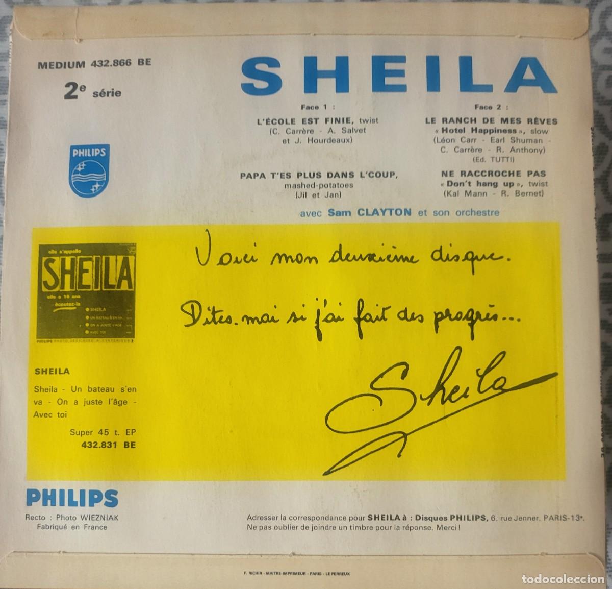 Discos de vinilo: Sheila Ep sello Philips editado en Francia... - Foto 2