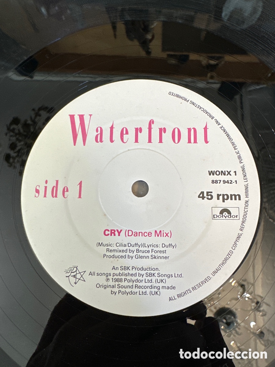 Discos de vinilo: WATERFRONT - CRY / POLIDOR UK. 1988 - Foto 3