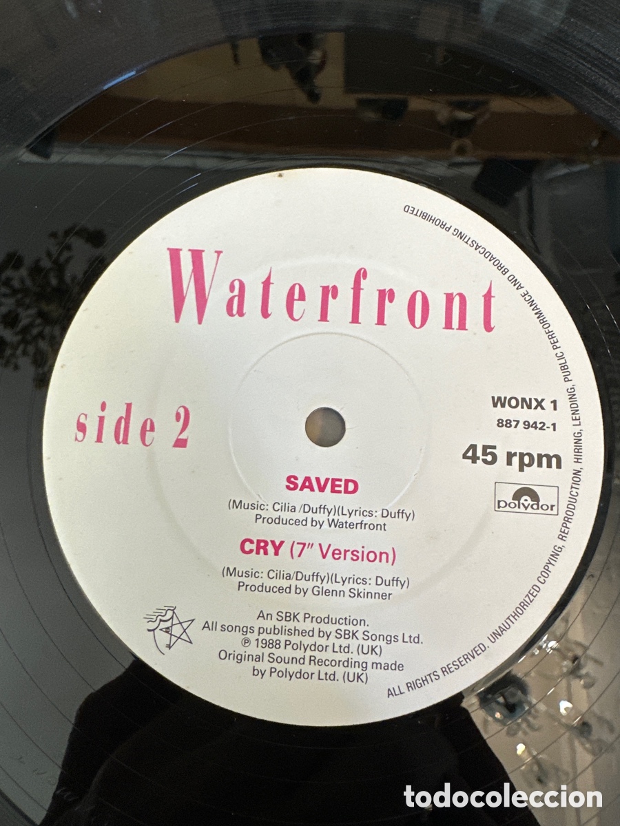 Discos de vinilo: WATERFRONT - CRY / POLIDOR UK. 1988 - Foto 5