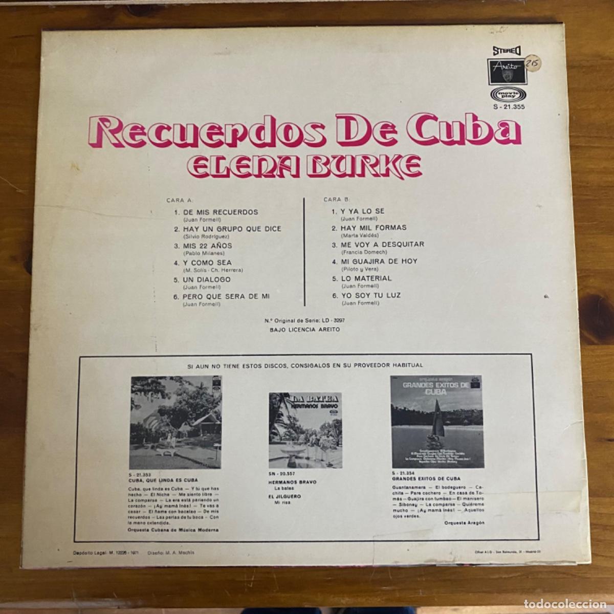 Discos de vinilo: ELENA BURKE RECUERDOS DE CUBA - Foto 2