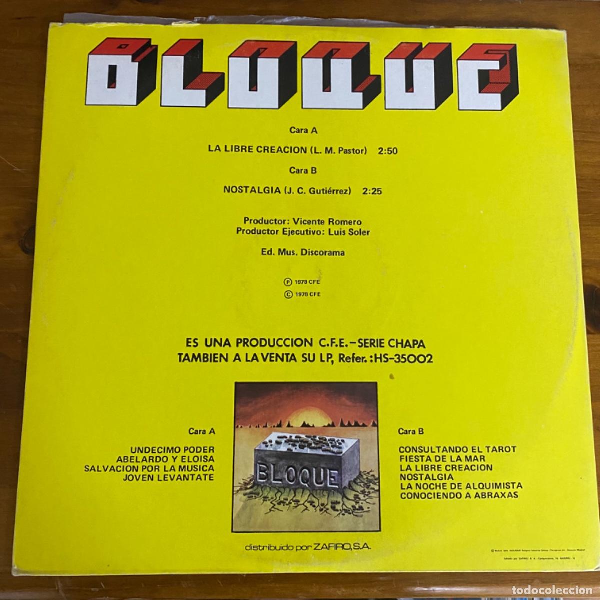 Discos de vinilo: BLOQUE LA LIBRE CREACION MAXI - Foto 2
