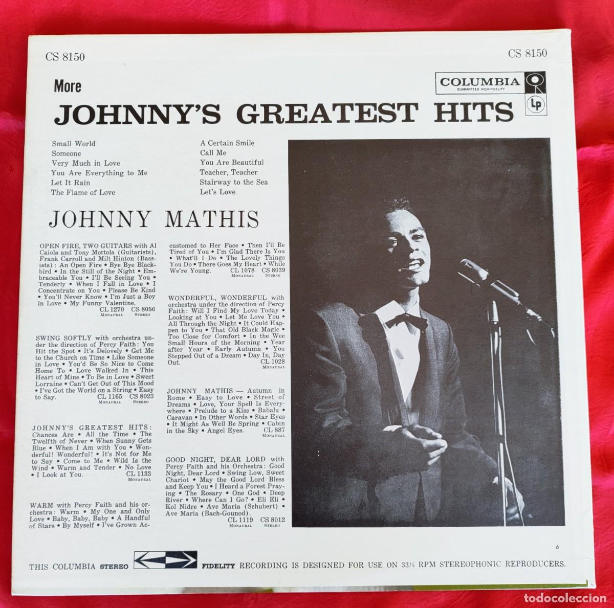 Discos de vinilo: JOHNNY MATHIS .- MORE JOHNNY&acute;S GREATEST HITS. - Foto 2