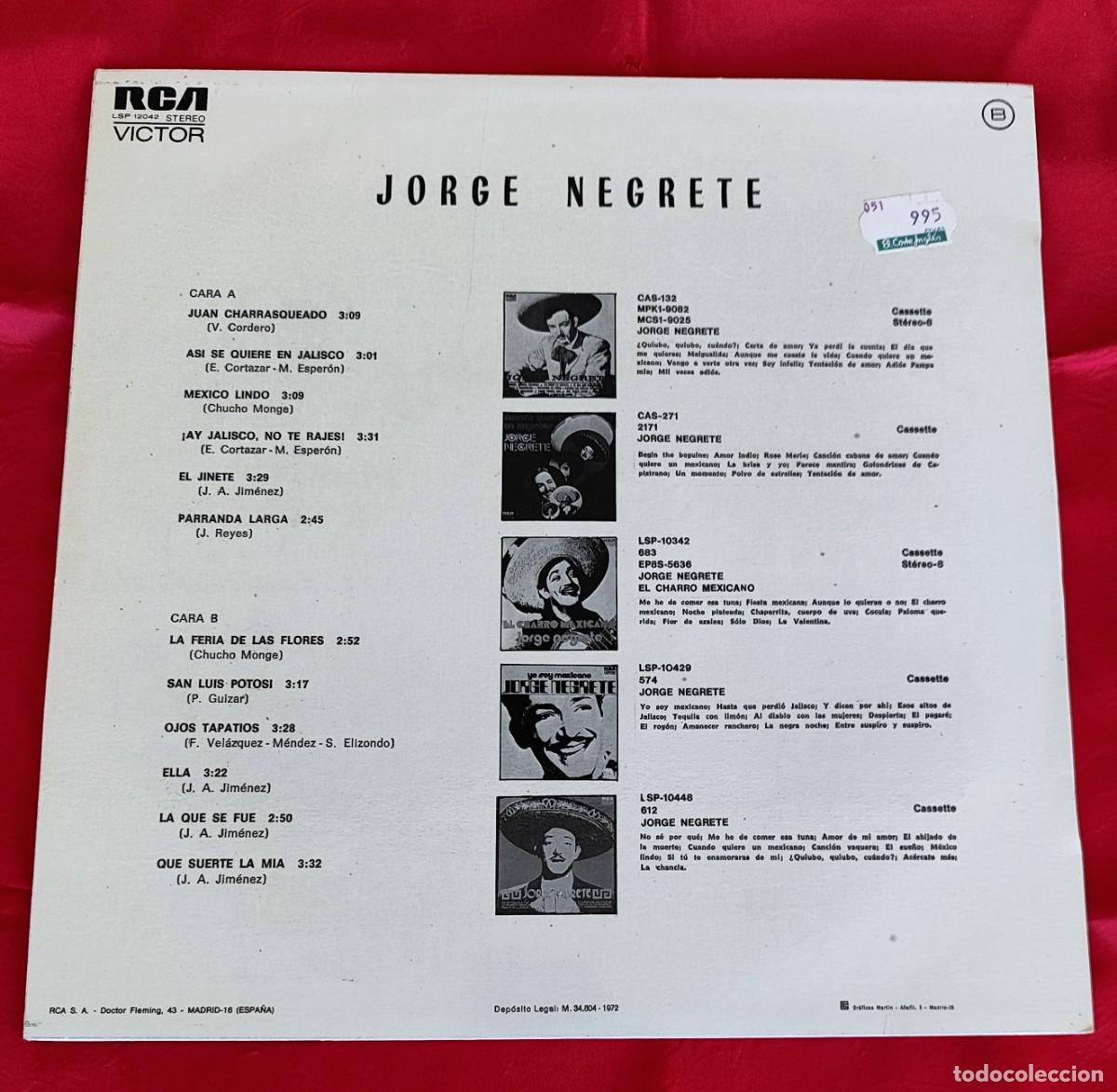 Discos de vinilo: RECUERDOS DE JORGE NEGRETE. - Foto 2