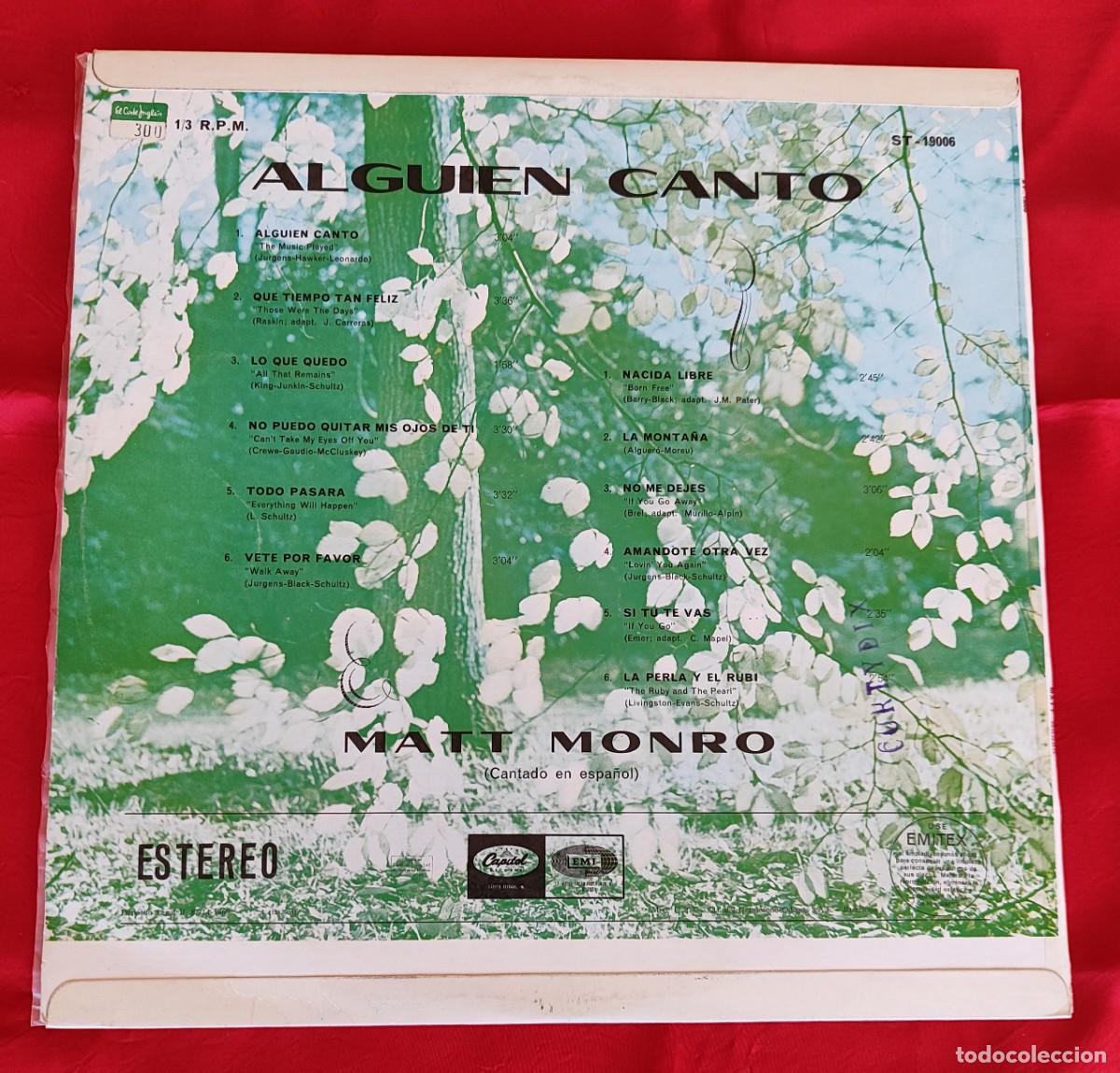 Discos de vinilo: MATT MONRO .- ALGUIEN CANT&Oacute;. - Foto 2