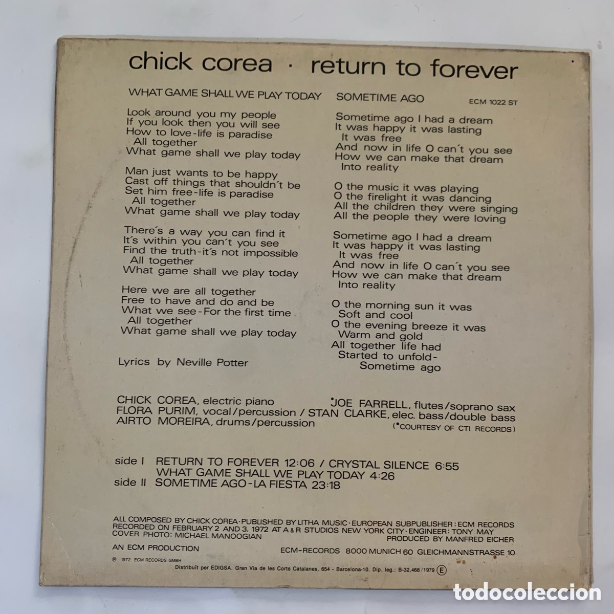 Discos de vinilo: lp Chick Corea &lrm;&ndash; Return To Forever edicion espa&ntilde;ola de 1979 - Foto 2