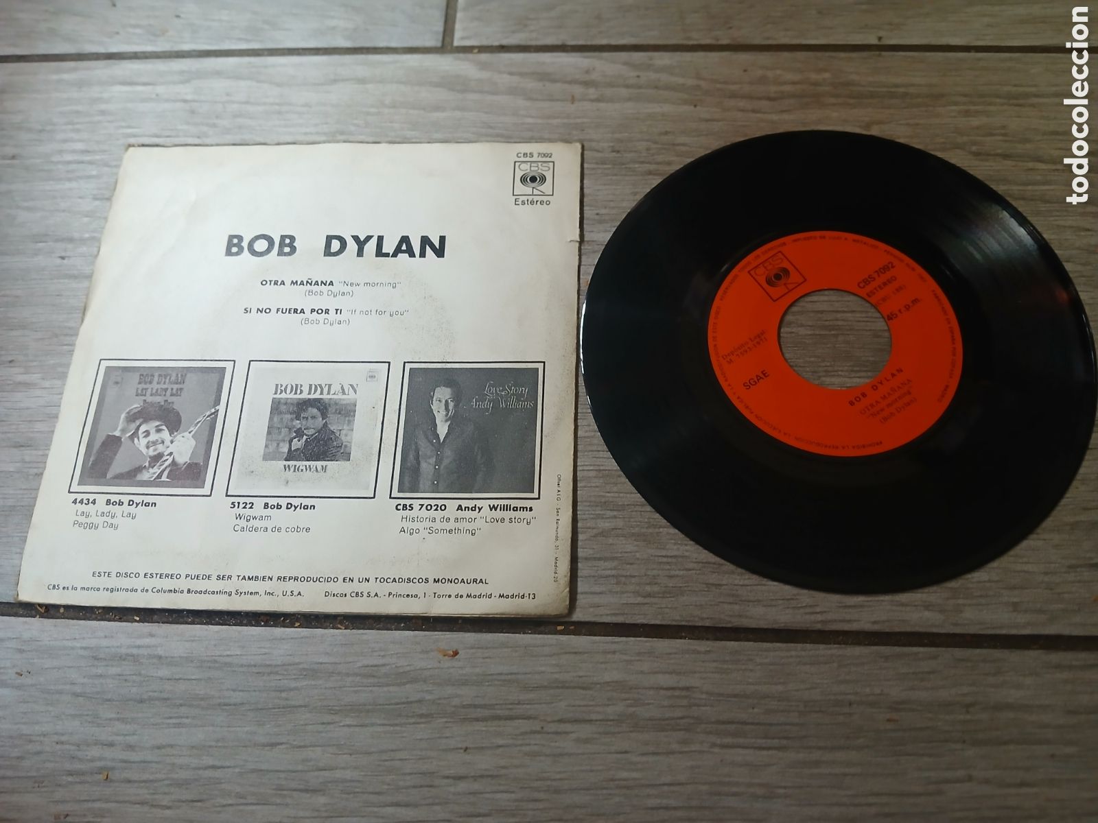 Discos de vinilo: BOB DYLAN - OTRA MAŇANA - SINGLE - SPAIN - CBS - L - - Foto 2